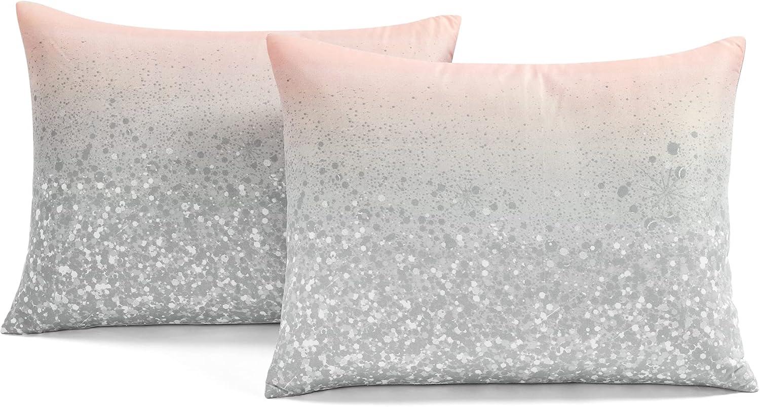 Glitter Ombre Metallic Print Comforter Blush/Gray 3Pc Set Twin