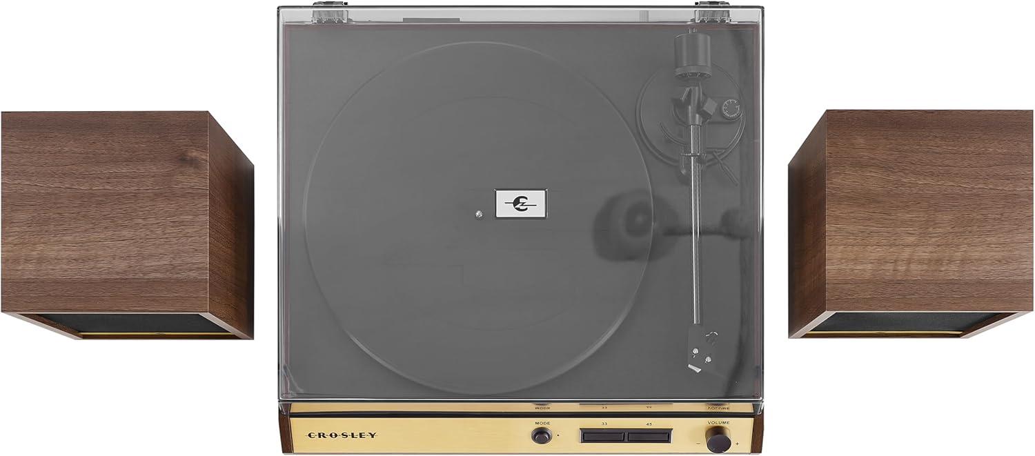 Crosley C72 Bluetooth Vinyl Record Player 120W Speakers, 2-Speed Belt-Drive Turntable, Anti-skate