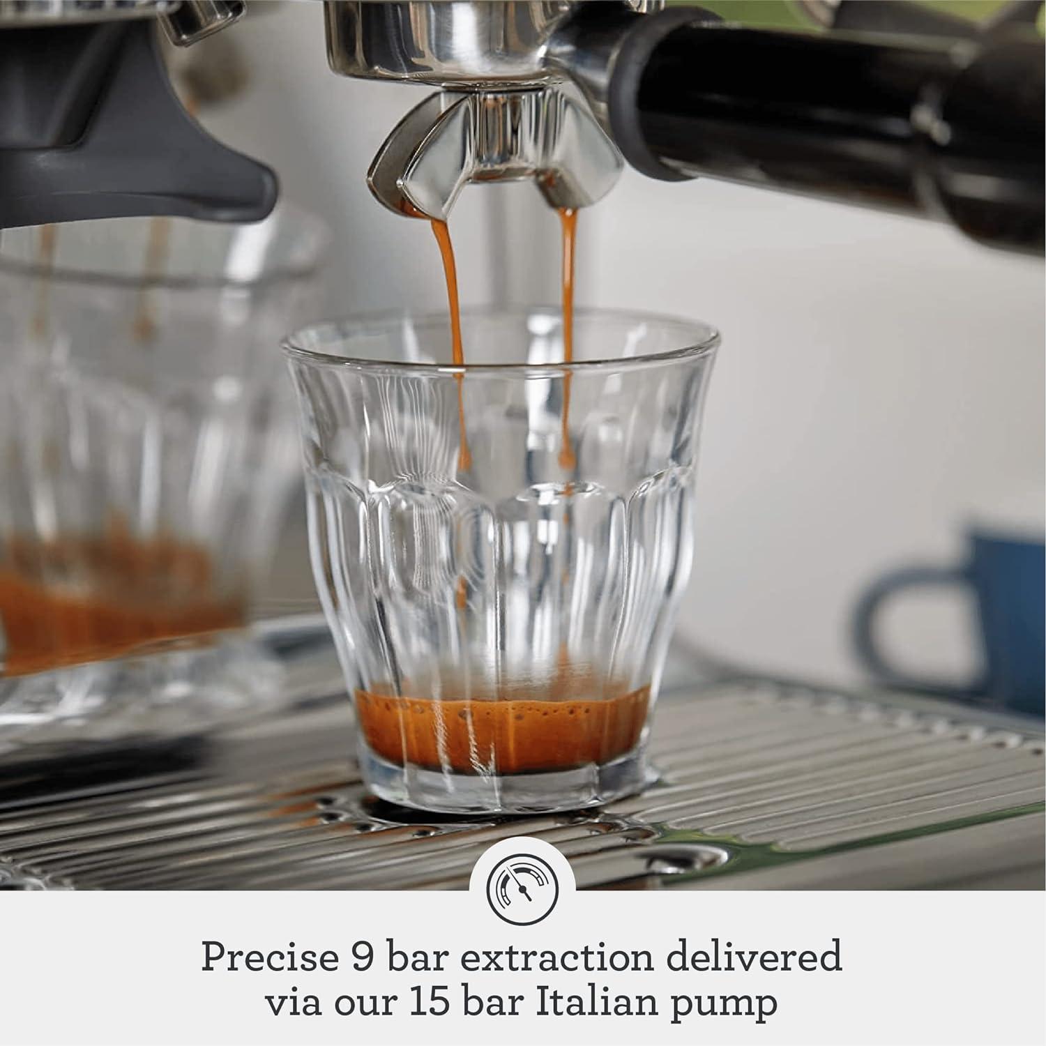 Breville Stainless Steel Barista Express Espresso Machine Light Silver BES870XL: 15 Bars Pressure, Milk Frother, Grinder