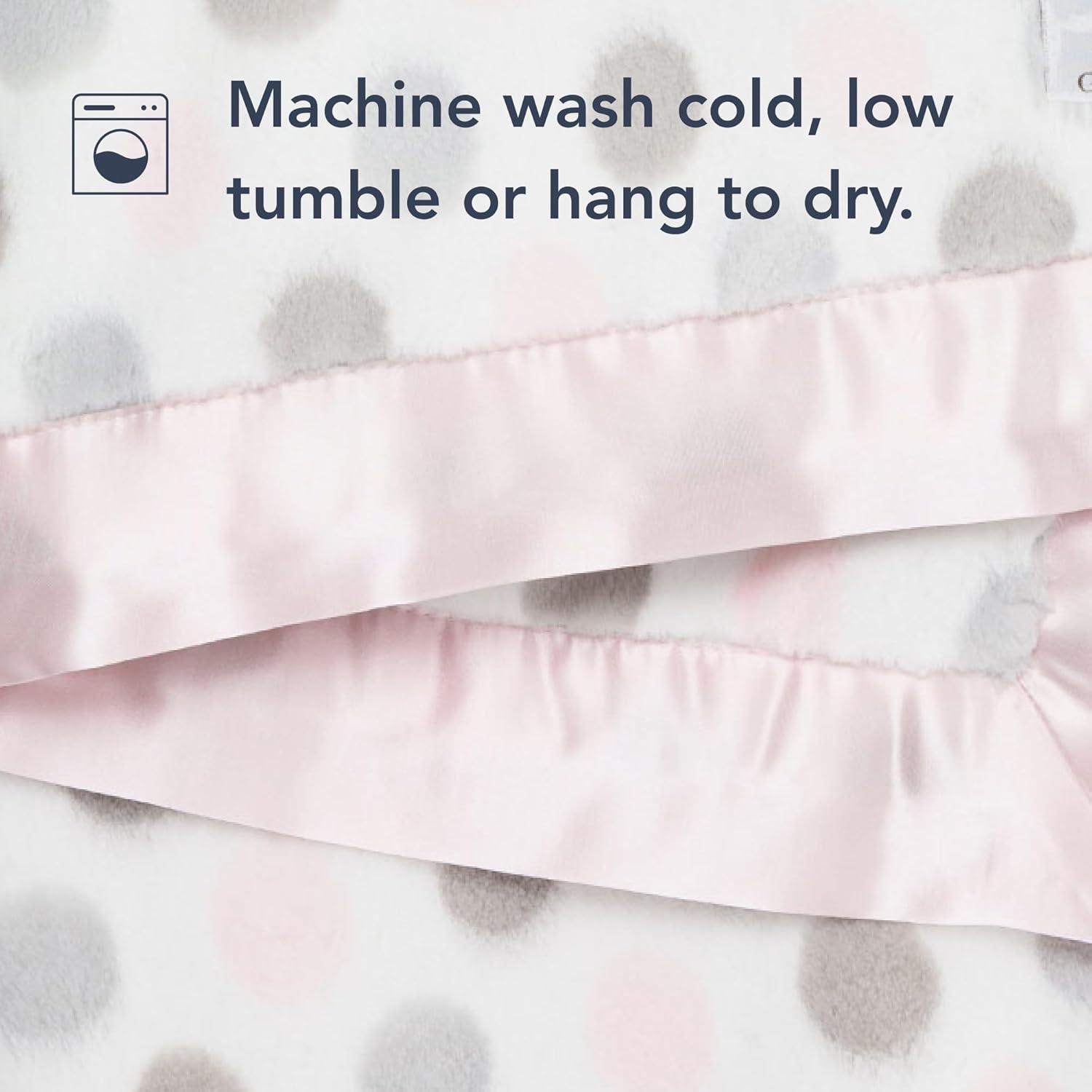 Soft Pink and Gray Faux Fur Baby Blanket with Satin Trim