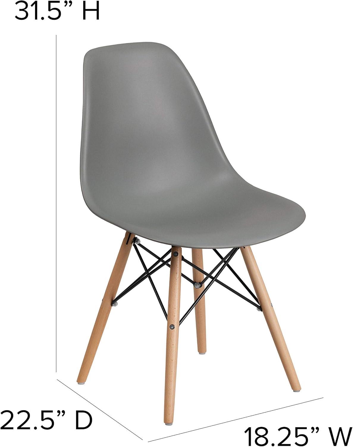 Flash Furniture Elon Series Plastic Chair with Wooden Legs for Versatile Kitchen, Dining Room, Living Room, Library or Desk Use