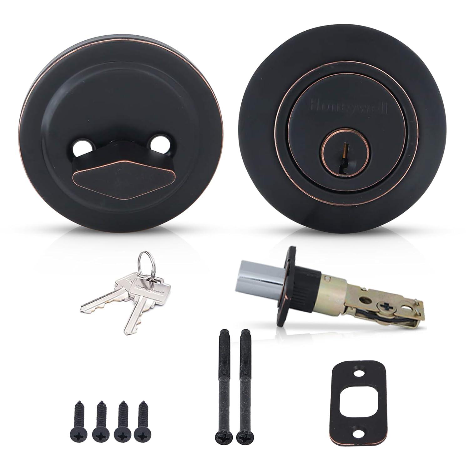 Honeywell Single Cylinder Deadbolt Door Lock, Oil Rubbed Bronze