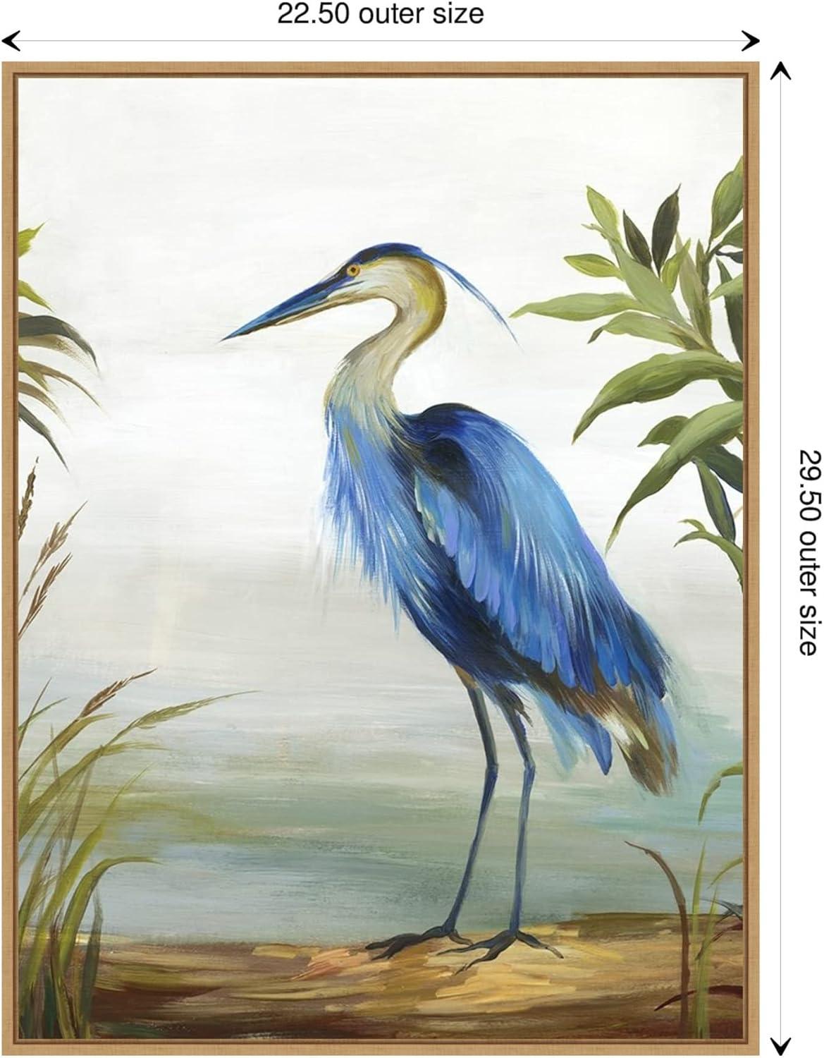 Blue Heron Nature Scene Framed Canvas Wall Art