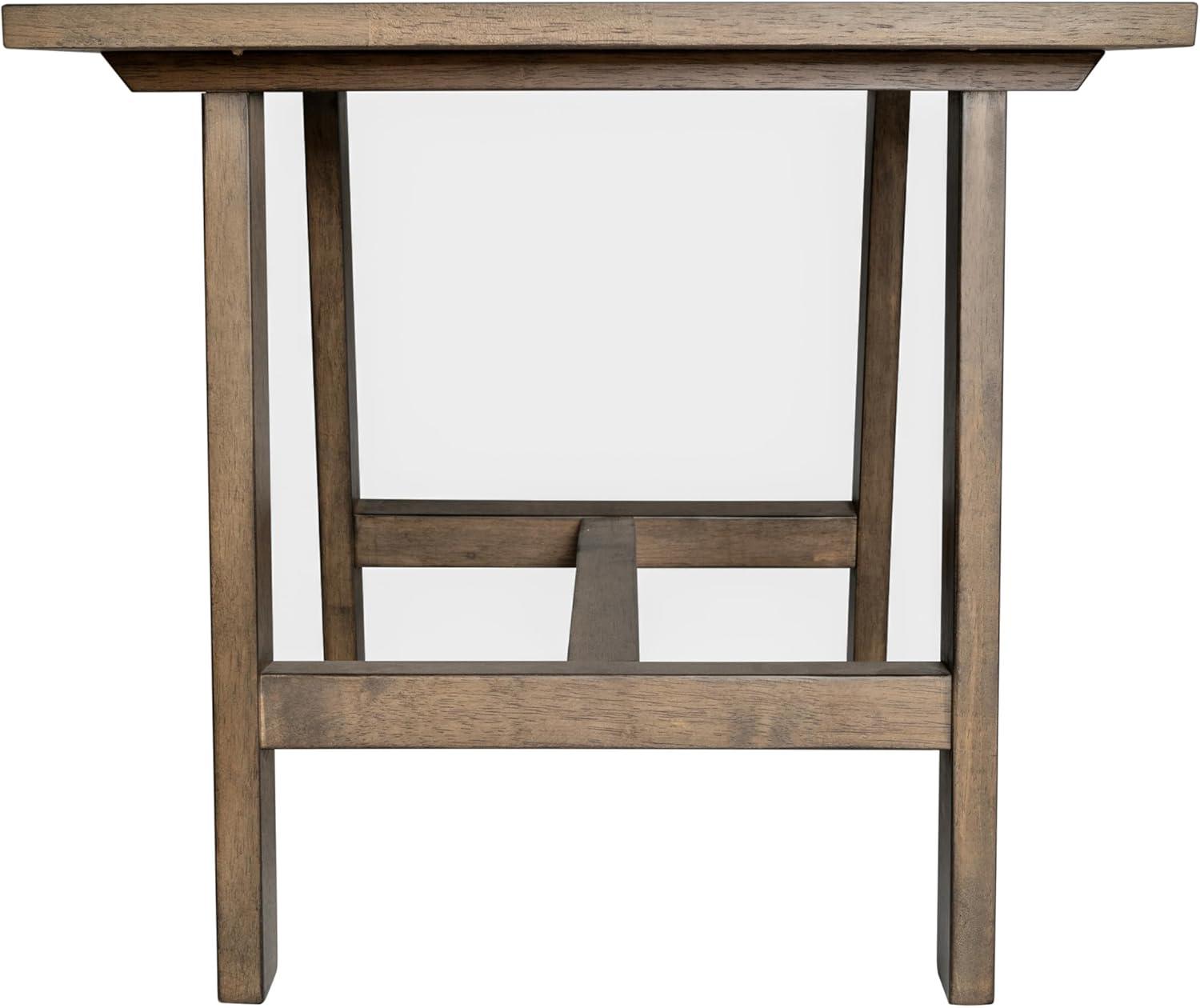 Taylor & Logan Cammie End Table Rustic Brown: Solid Wood, Trestle Base, 19.75" Height
