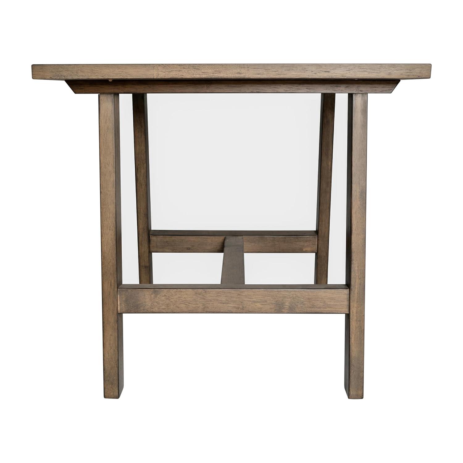 Taylor & Logan Cammie End Table Rustic Brown: Solid Wood, Trestle Base, 19.75" Height