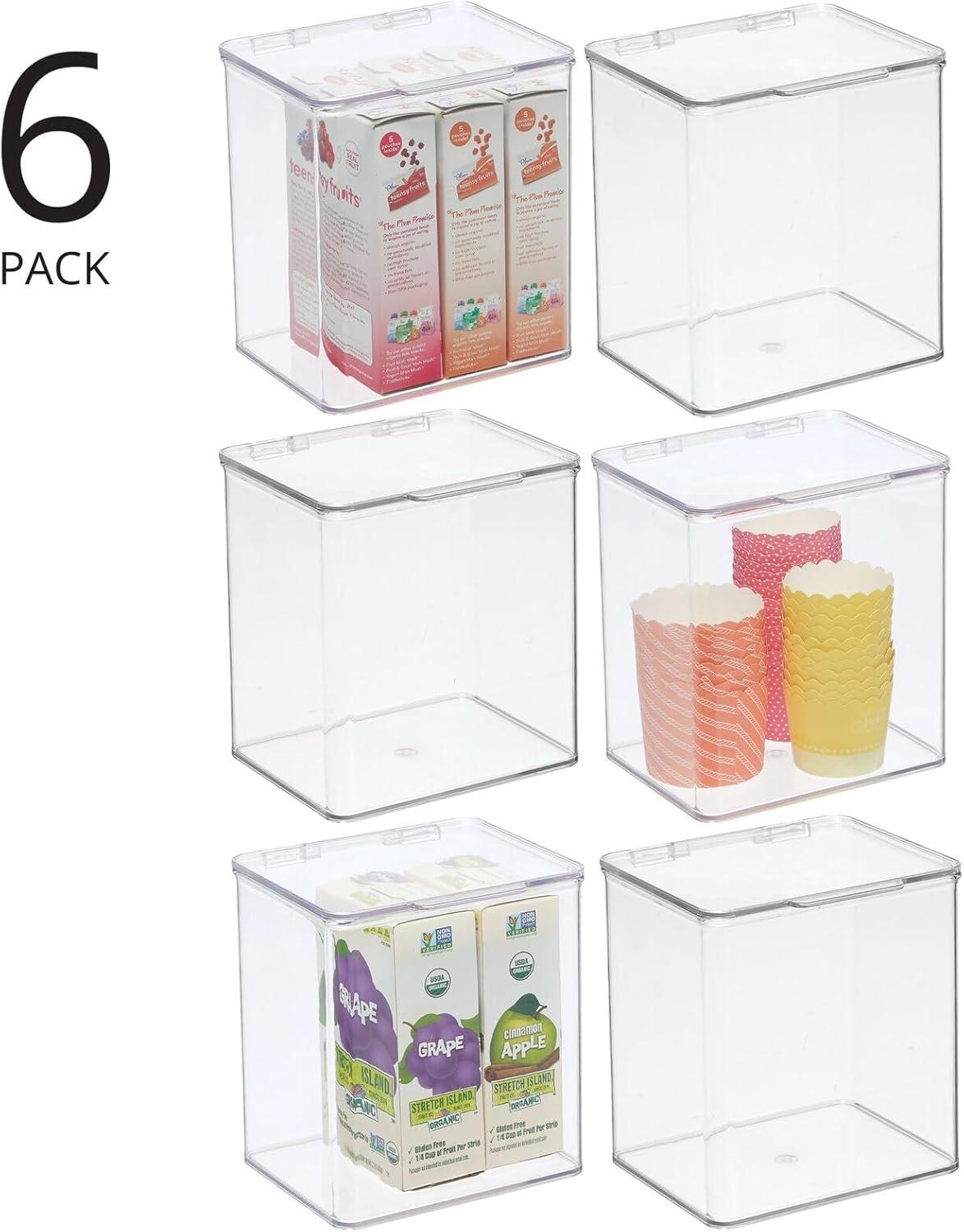 mDesign Plastic Kitchen Pantry/Fridge Storage Organizer, Hinge Lid