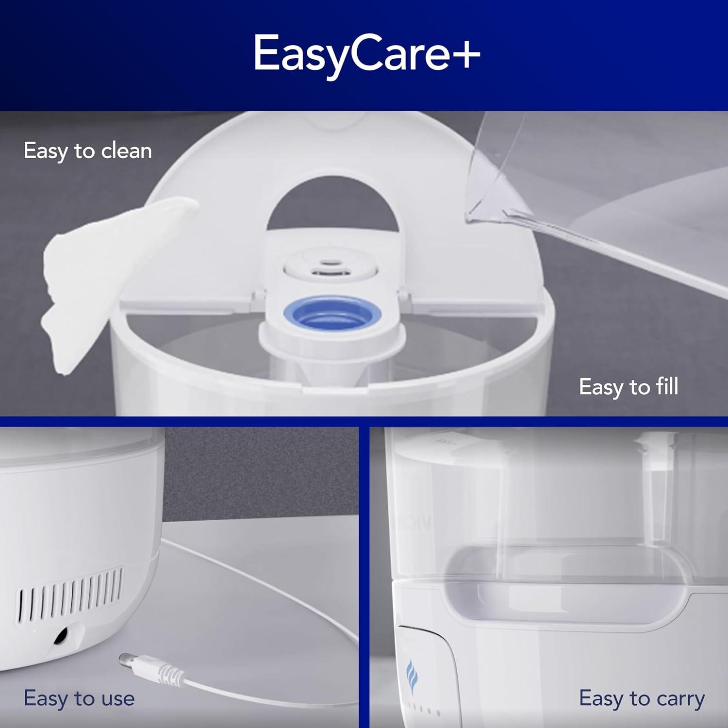 Vicks EasyCare + Top Fill Ultrasonic Cool Mist Humidifier, 400 sq ft, White, VUL585