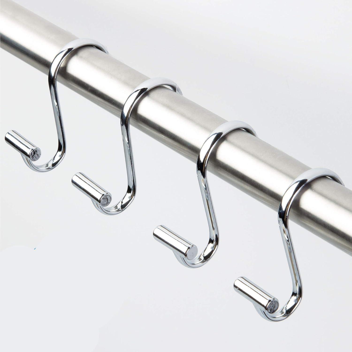 iDESIGN Metal T Bar Shower Curtain Hooks Set of 12 Chrome