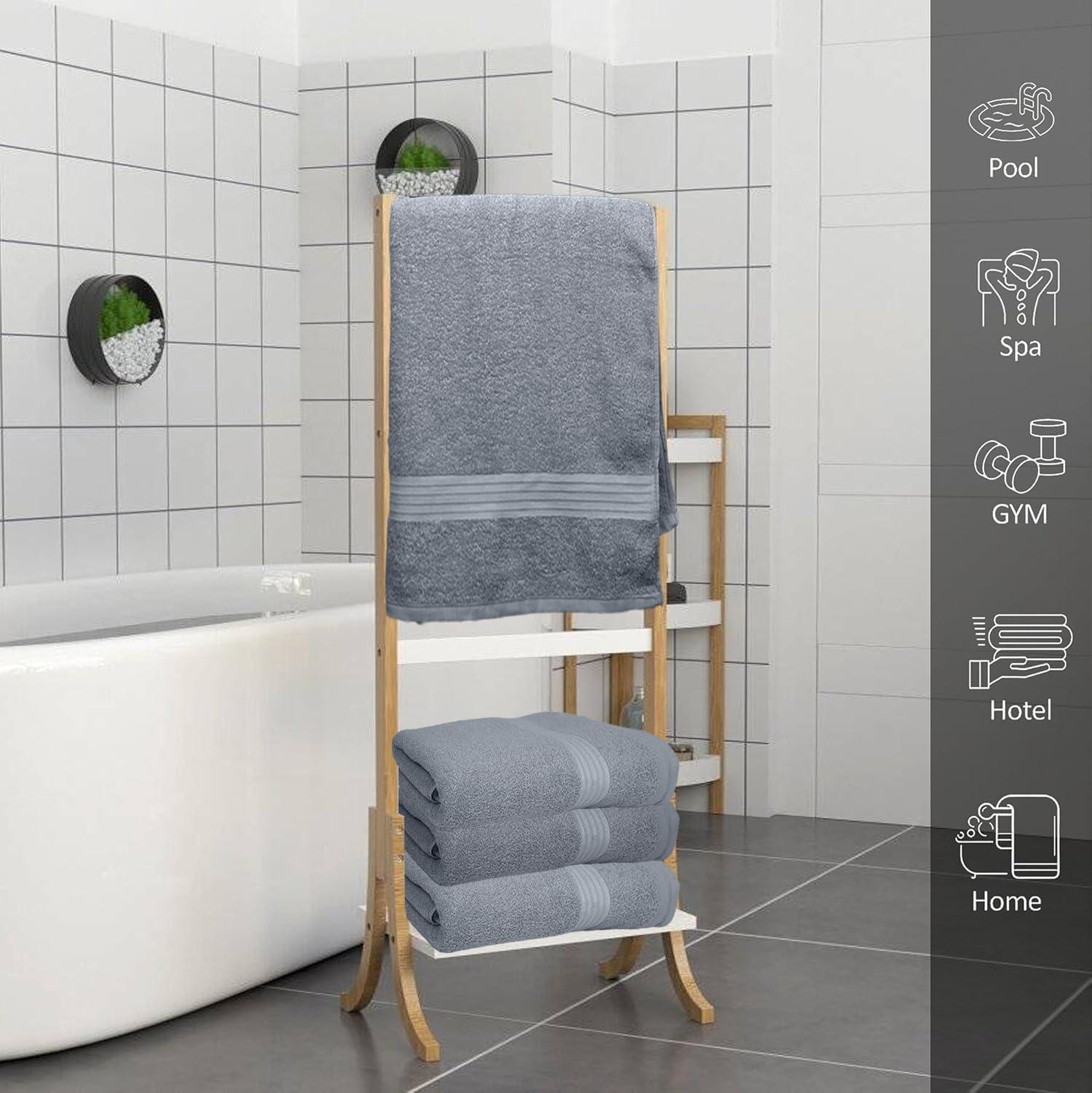 ECO TOWELS Premium Hotel & Spa Bath Towel Cotton, 27" x 54",Set of 4 (Grey)