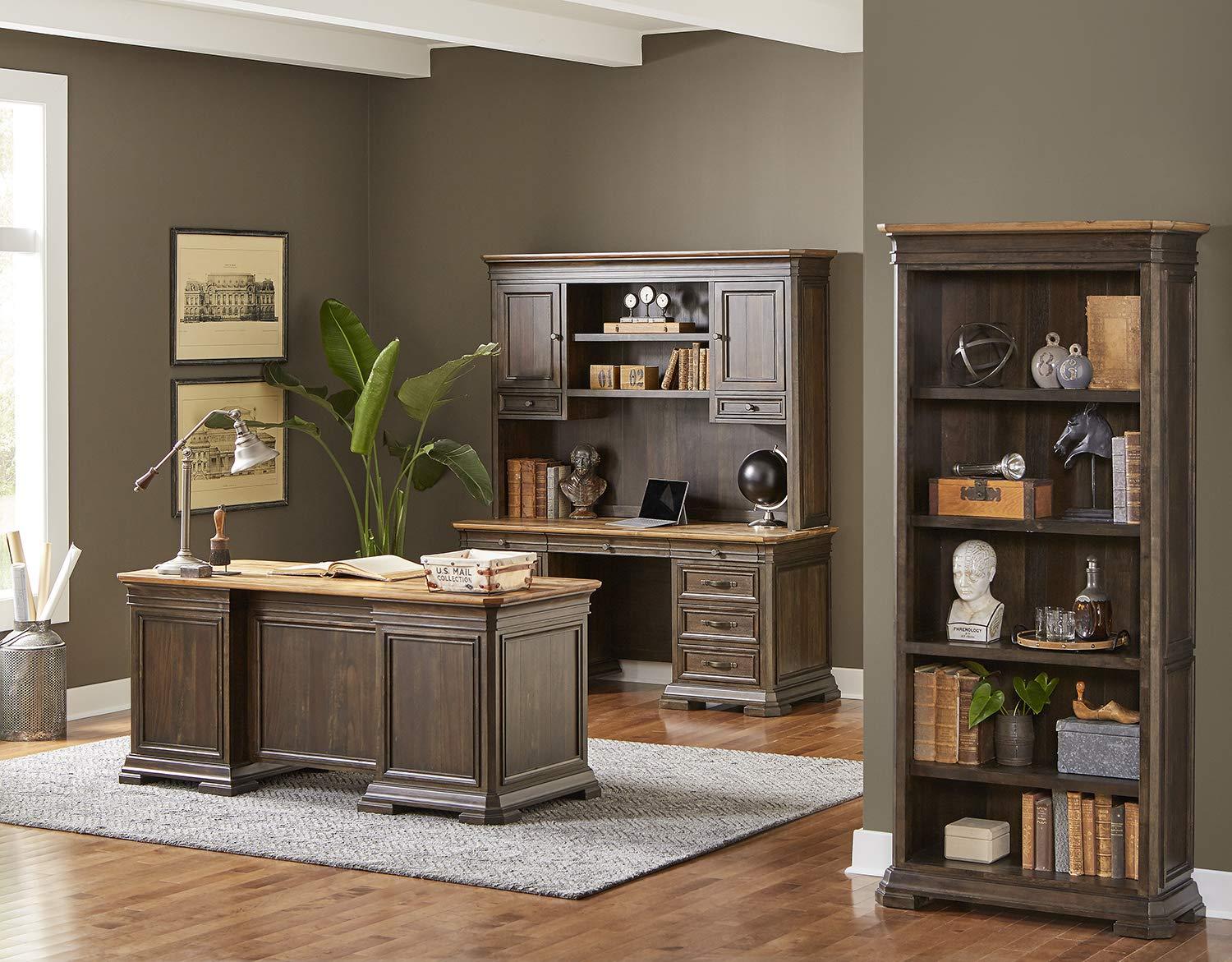 Sonoma Double Pedestal Desk Brown - Martin Furniture: Antique Bronze Hardware, Wood Veneer, No Assembly Required