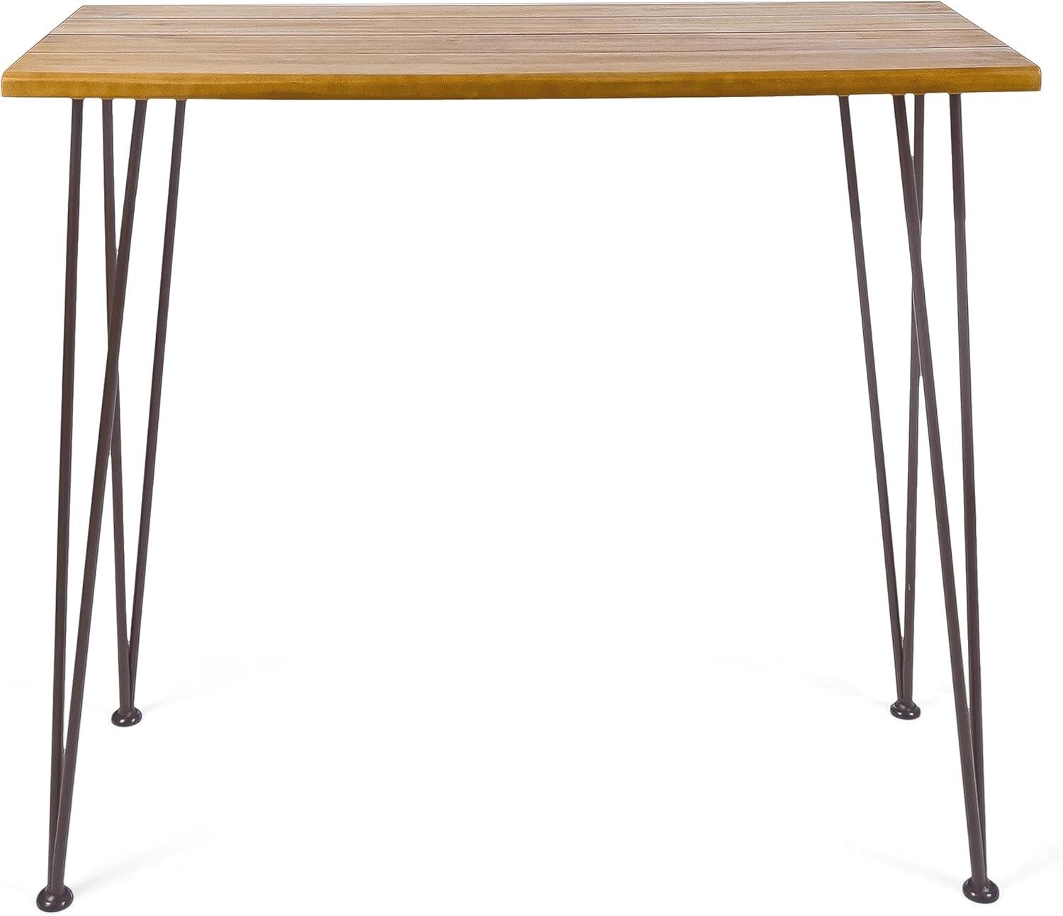 Union Rustic Loya Rectangular Acacia Wood Outdoor Bar Table