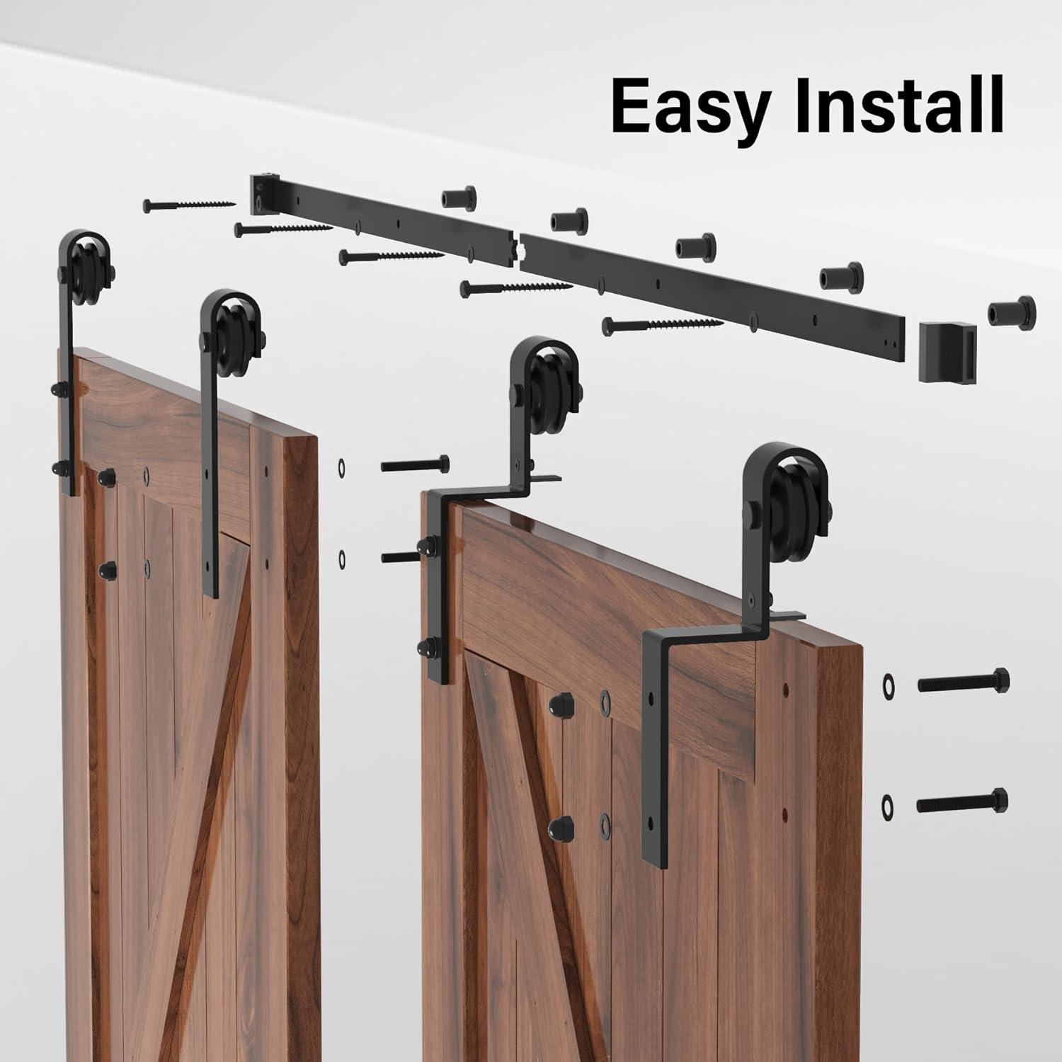 Lazio LAZ Single Bypass Double Door Barn Door Hardware Kit