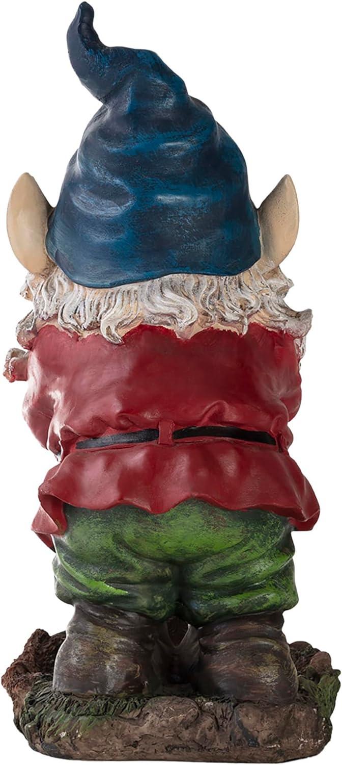 15" Multicolor Polyresin Smiling Garden Gnome Statue