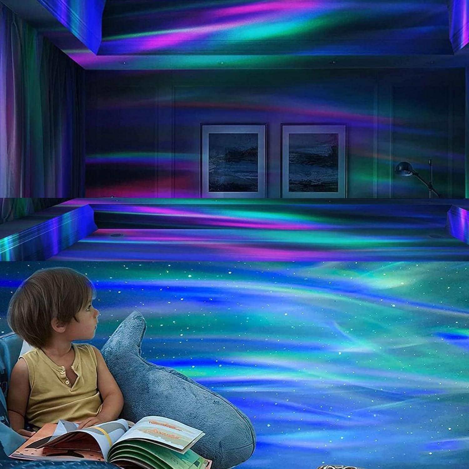 2 in 1 Northern Lights and Ocean Wave Projector with 14 Effects of Galaxy Light for Game Rooms, Parties, Light Projector for Bedroom, led Light Projector for Room Home Decorations