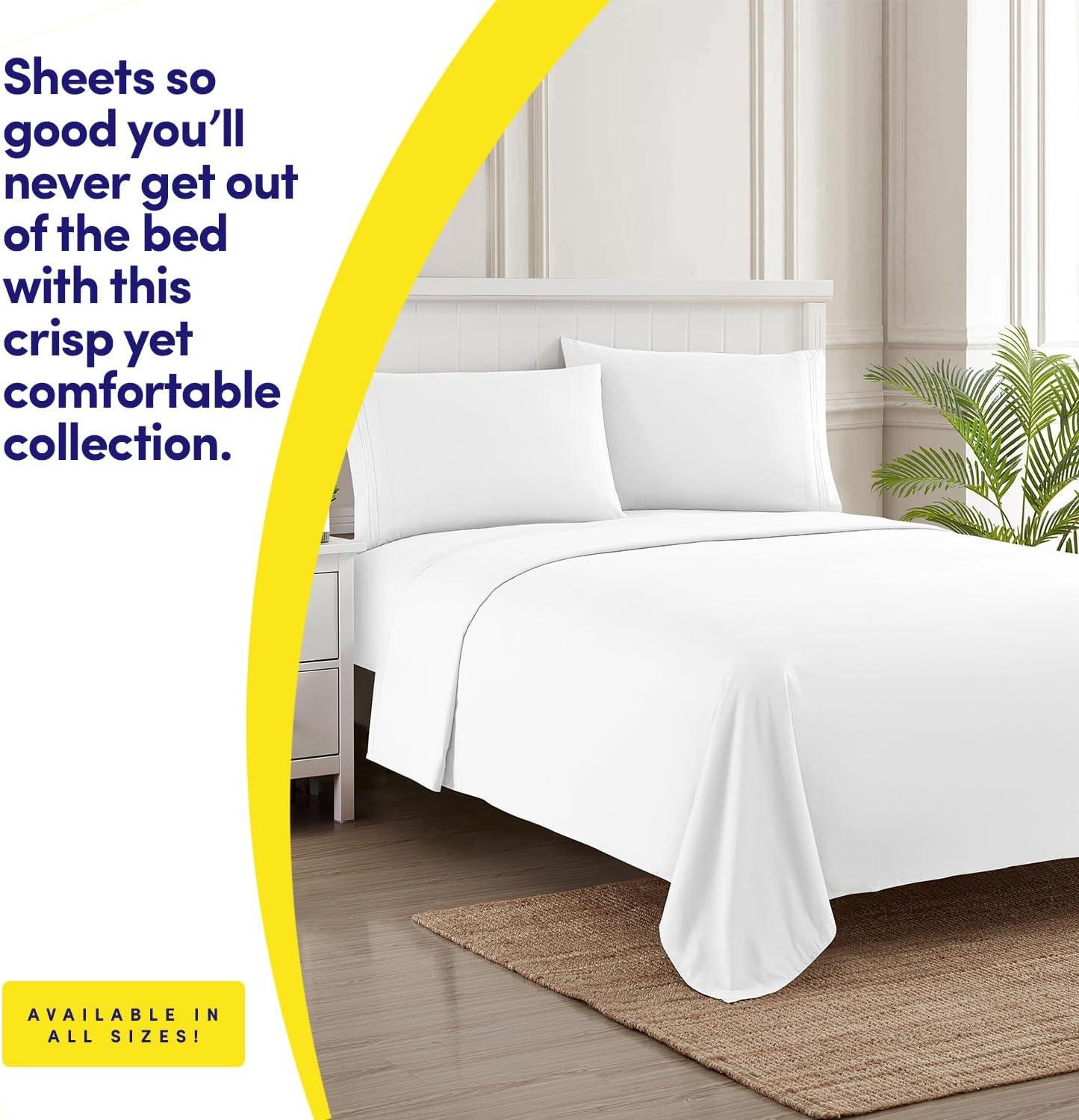 1500 Supreme Collection Sheet Sets White - Luxury Hotel Bed Sheets and Pillowcase Set for King Mattress - Extra Soft, Elastic Corner Straps, Deep Pocket, White