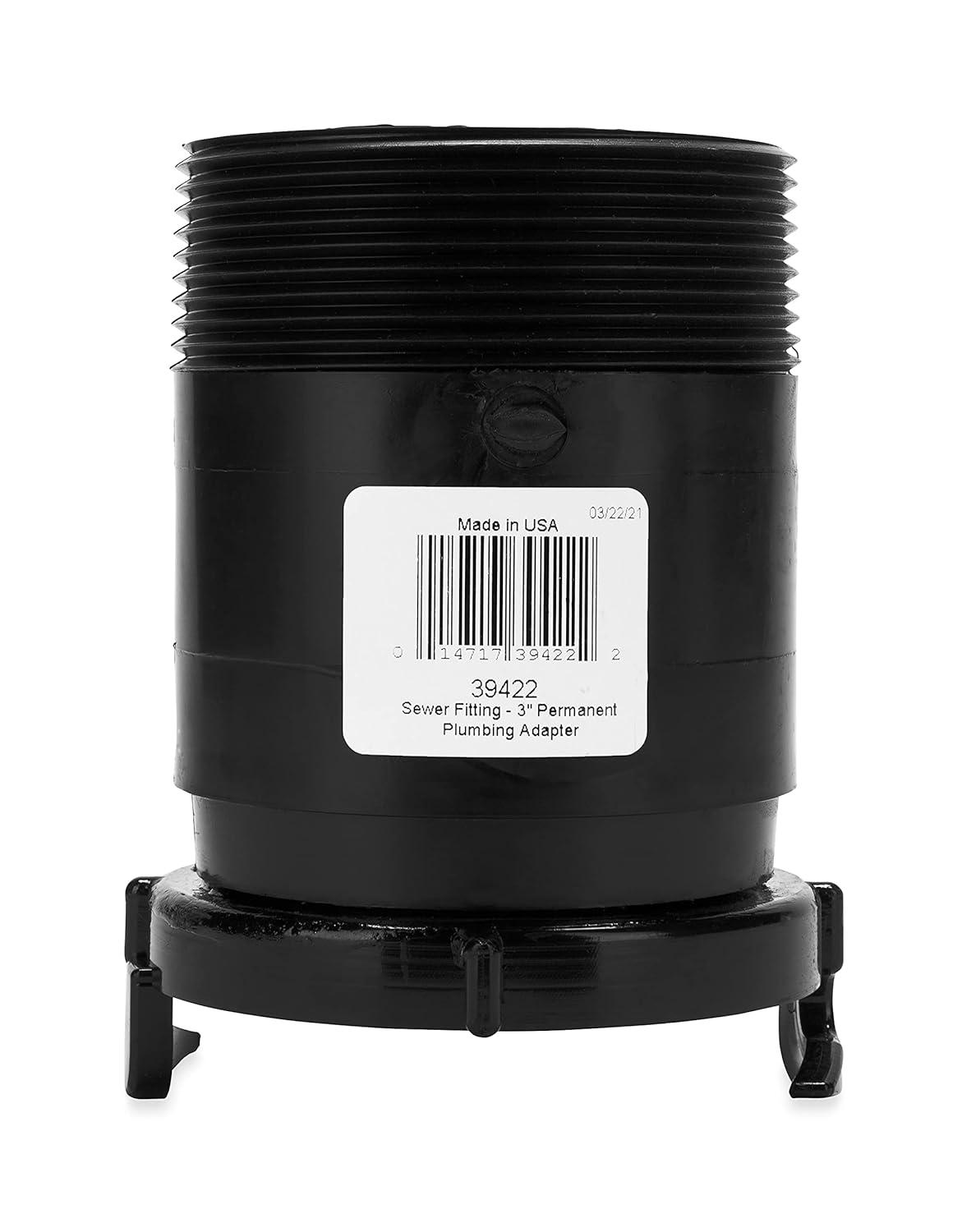 Camco Camper/RV Sewer Fitting Adapter | Straight Fitting & Bayonet Fitting | Simple Camper Sewer Hose Hookup | Black (39422)