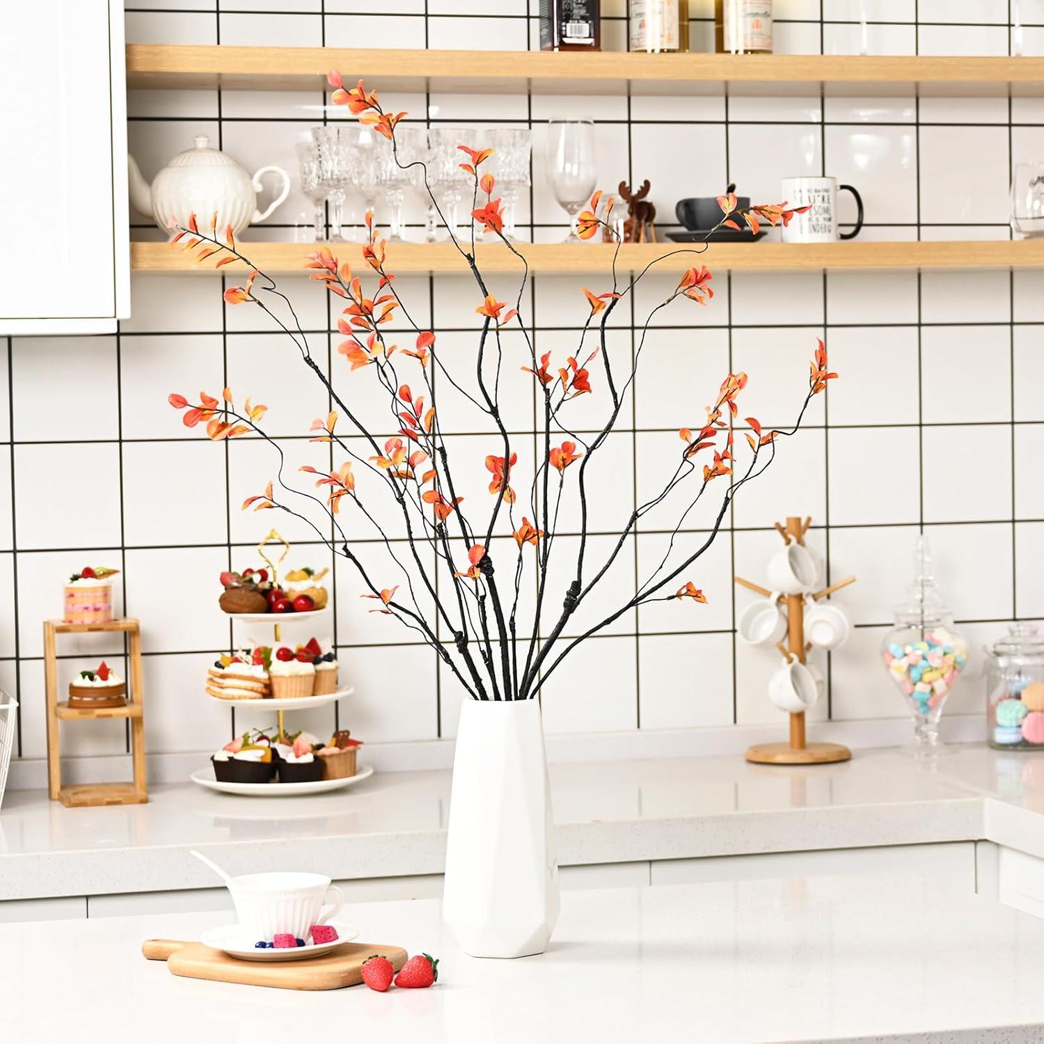 3pcs Artificial Ficus Branches - Lifelike Greenery for Vase | Faux Eucalyptus Banyan Twig Plants for Home, Wedding & Office Decor -