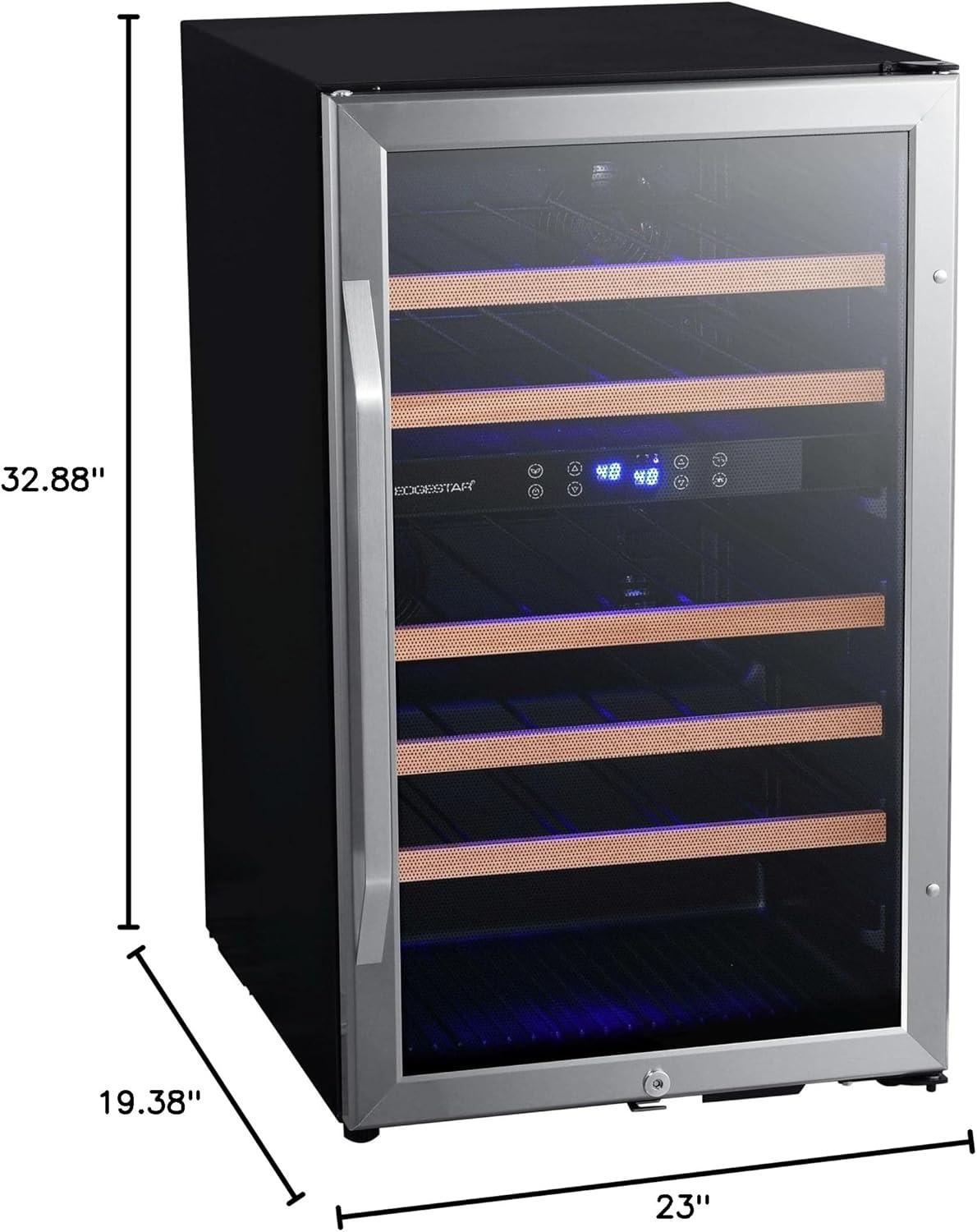 Stainless Steel Dual Zone 38-Bottle Wine Cooler with LED Lighting