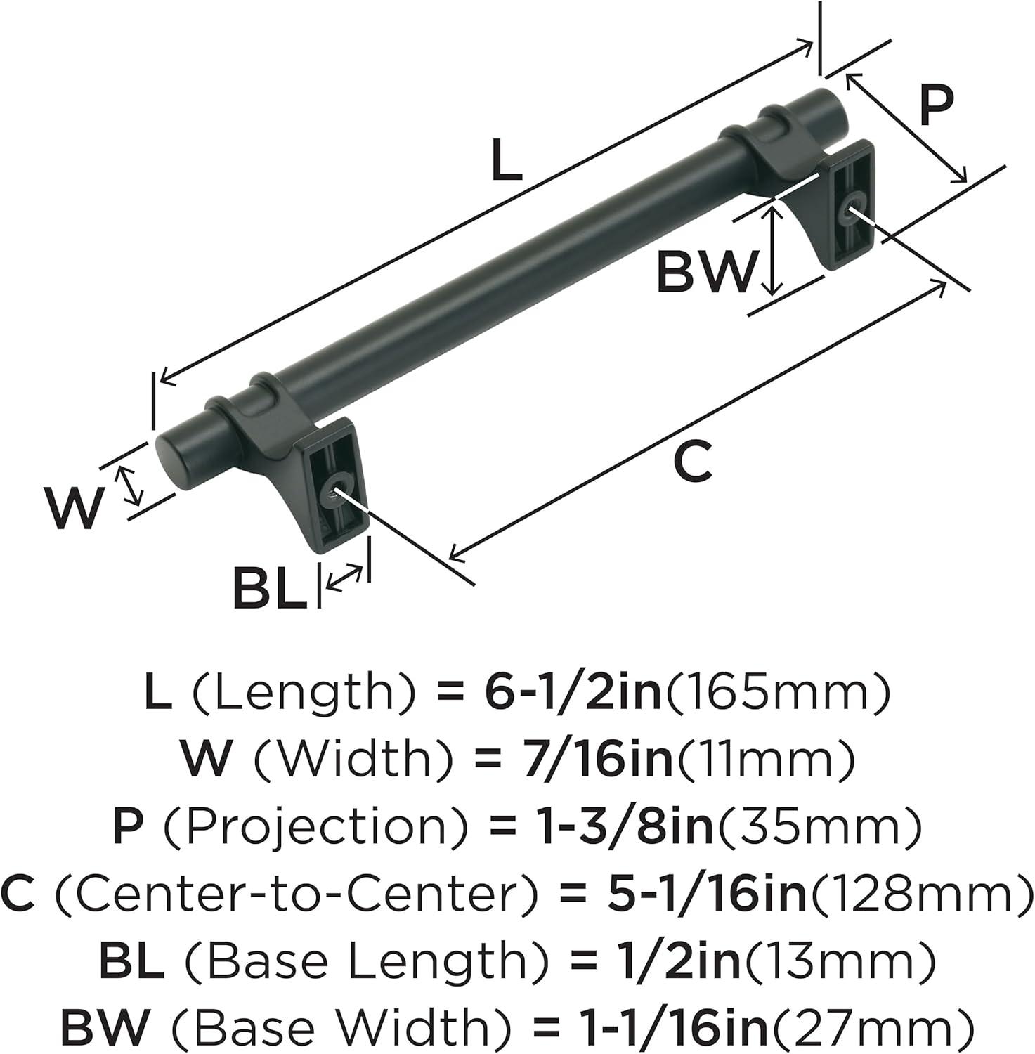 Amerock Davenport 5-1/16 inch (128mm) Center-to-Center Matte Black Cabinet Pull