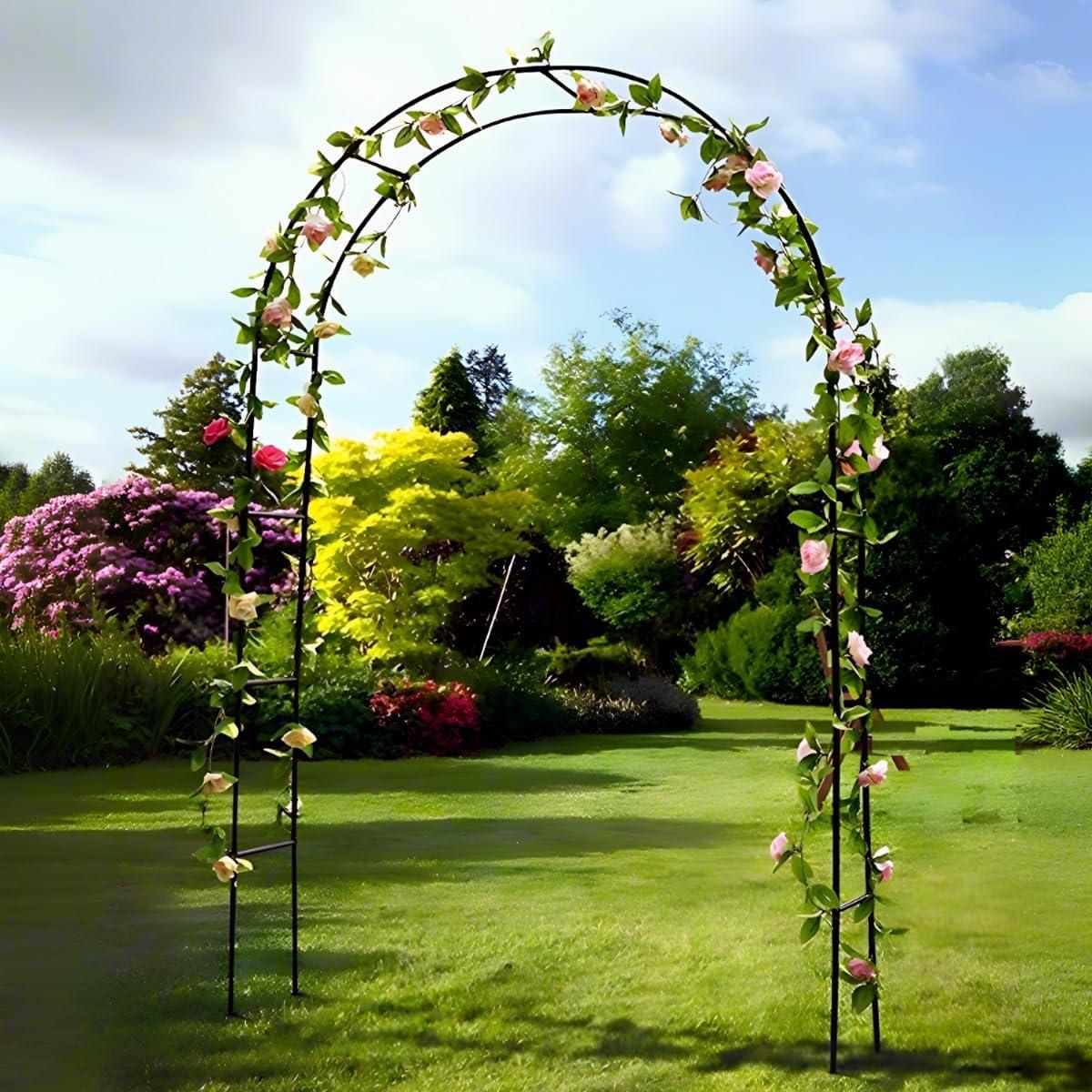 Metal Pergola Arbor,4.6 Feet Wide x7.9 Feet High Assemble Freely for Various Climbing Plant Wedding Garden Arch Bridal Party Decoration Wide Arbor
