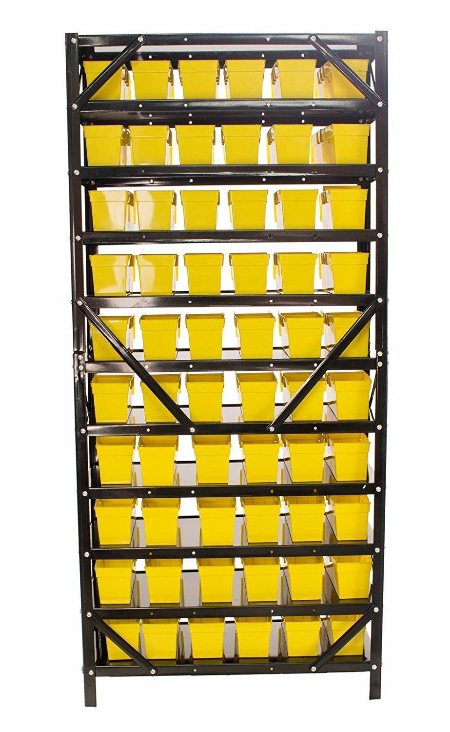 Erie Tools® 60 Bin Parts Rack Storage Shop Garage Organizer Nuts Bolts Parts