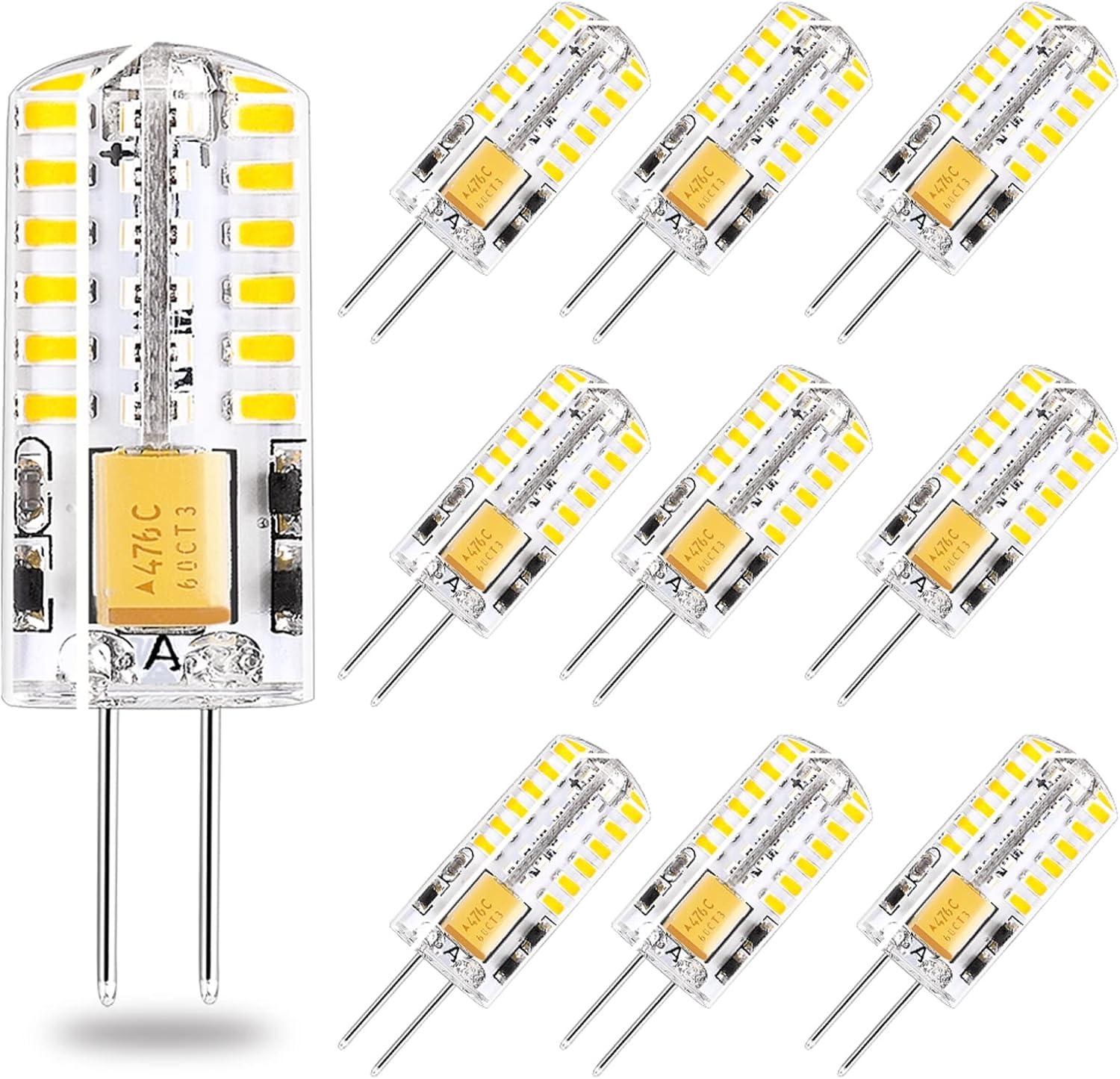 Warm White G4 LED Bi-Pin Base 3W Bulbs, 10-Pack