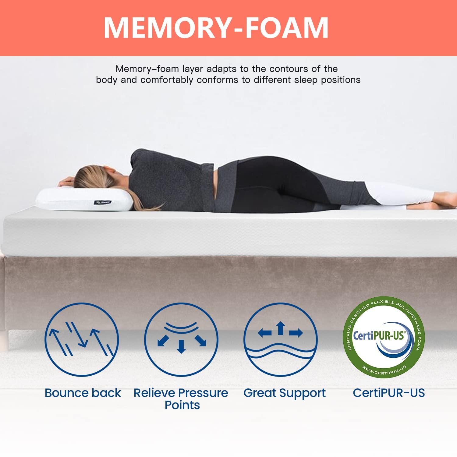 FDW 5 inch Mattress Gel Memory Foam Mattress for Cool Sleep & Pressure Relief/Bed-in-a-Box/Pressure Relieving,Twin