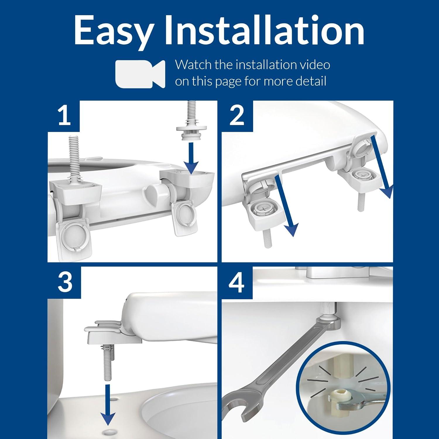 Cameron 41EC Wood Toilet Seat, Never Loosens and Easily Removes for Cleaning, ROUND