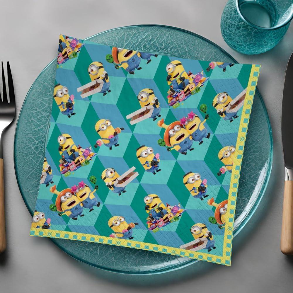 Multicolor Despicable Me Luncheon Paper Napkins (6.5" x 6.5") 16 Count - Premium Quality & Absorbent Napkins, Perfect For Parties & Themed Events