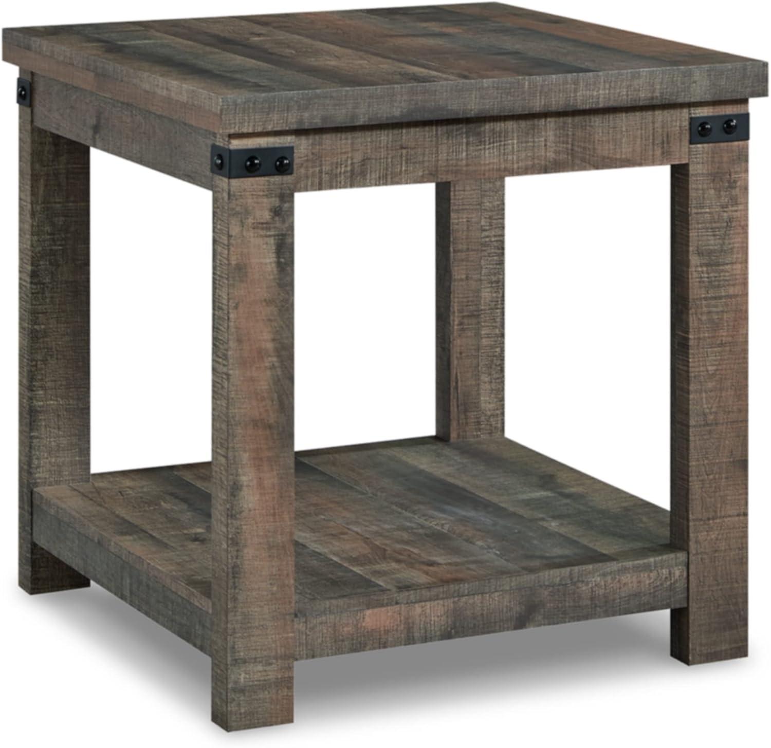 Chic Contemporary 24'' Brown Wood Square End Table with Storage