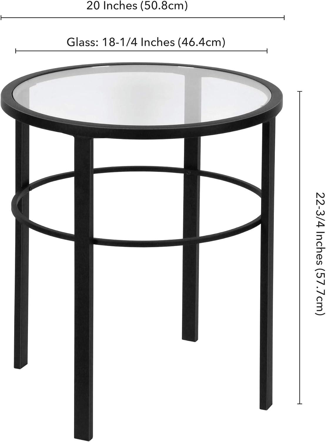 20" Blackened Bronze and Glass Round Side Table