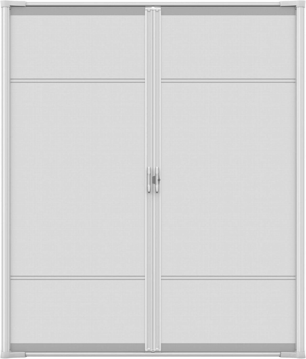 White Aluminum Full-View Retractable Double Screen Door 72" x 80"