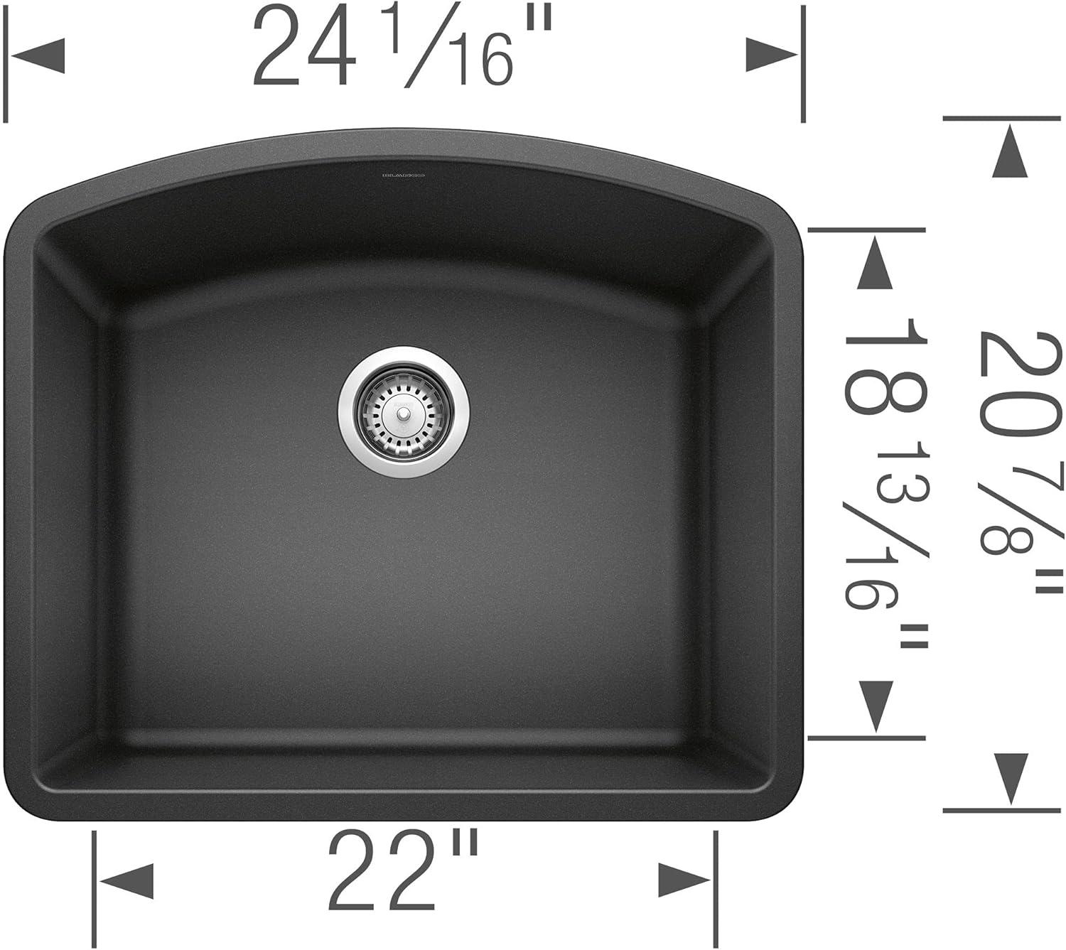 Anthracite Granite Composite Single Bowl Undermount Kitchen Sink