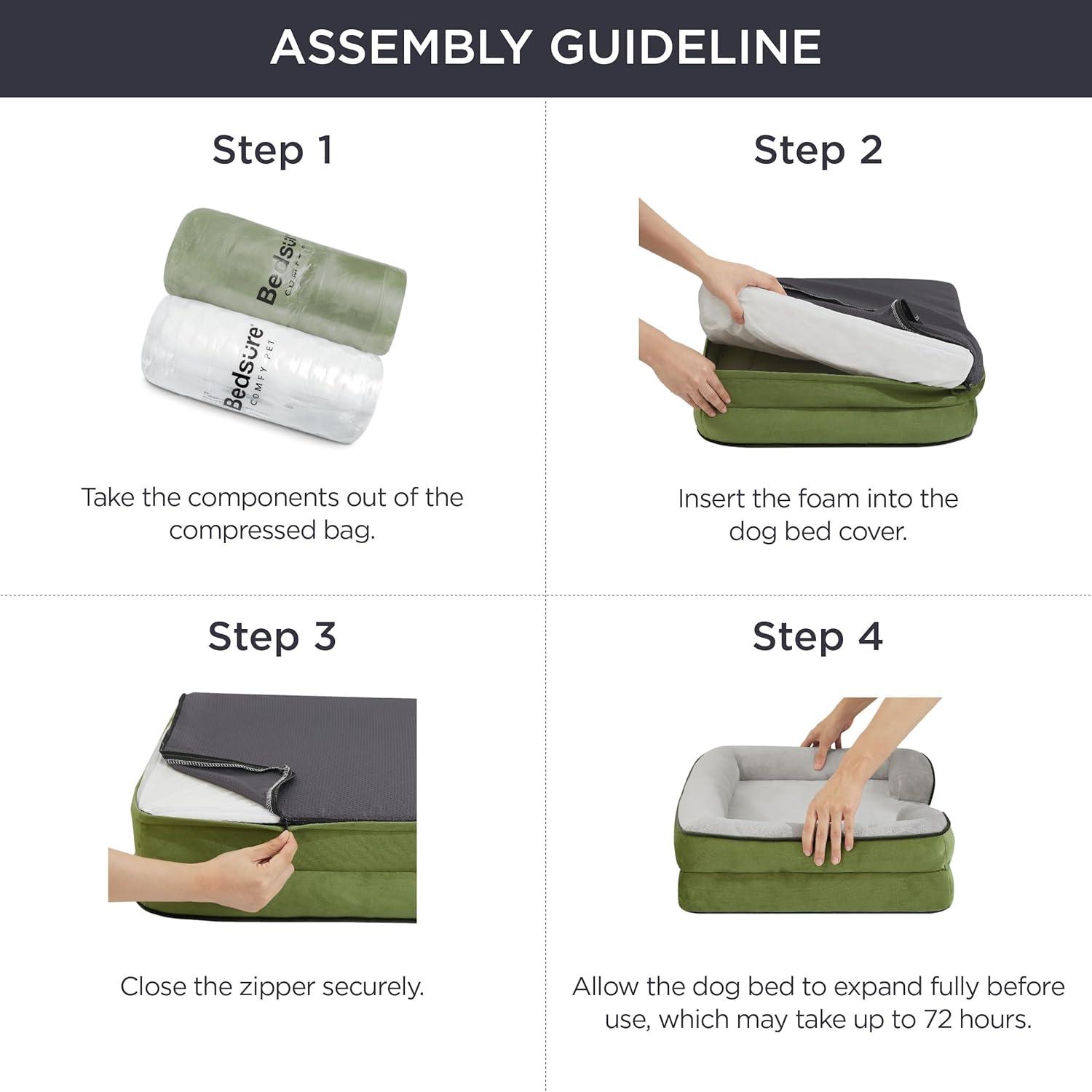 Bedsure Orthopedic Dog Beds Large Sized Dog - Washable Large Dog Cat Bed Waterproof, Comfort Dogs Couch Sofa with Washable Removable Cover, Pet Bed with Nonskid Bottom, Amber Noel-Red, 35"