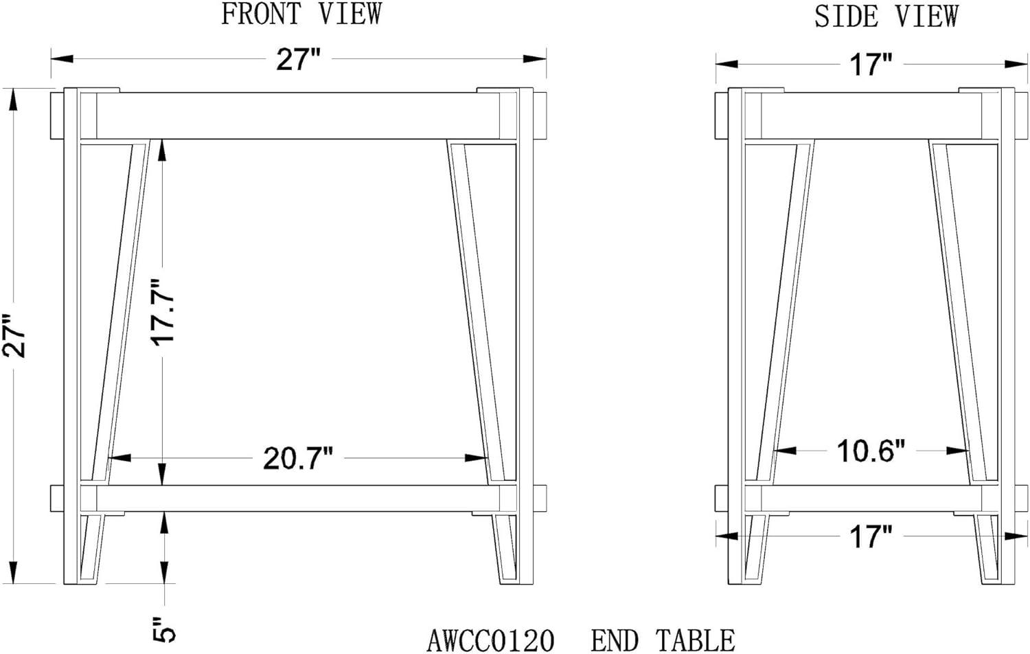 Ryegate Natural Acacia Wood and Metal 31" Rectangular End Table