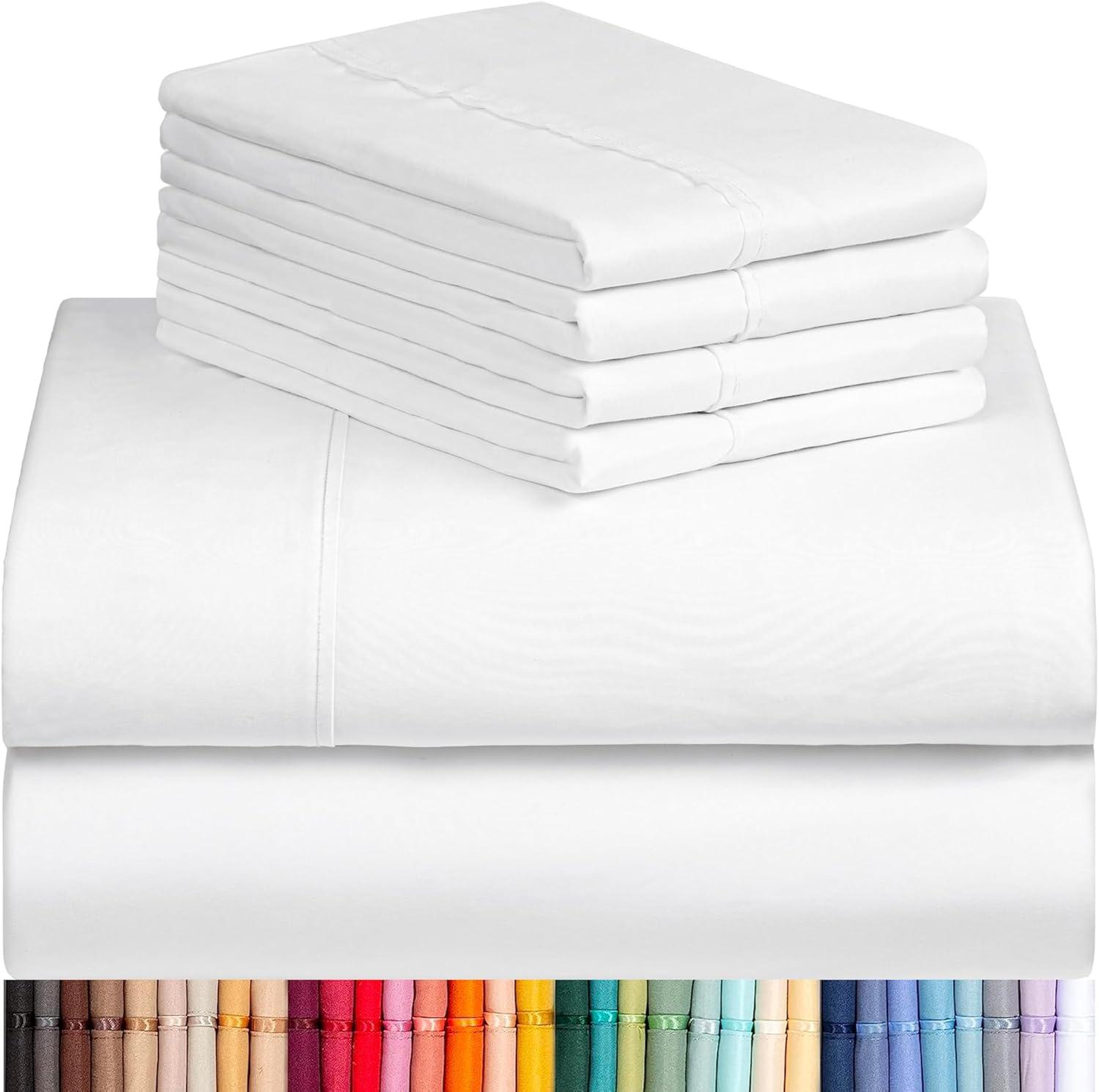 LuxClub White Queen Microfiber Deep Pocket Bed Sheets Set