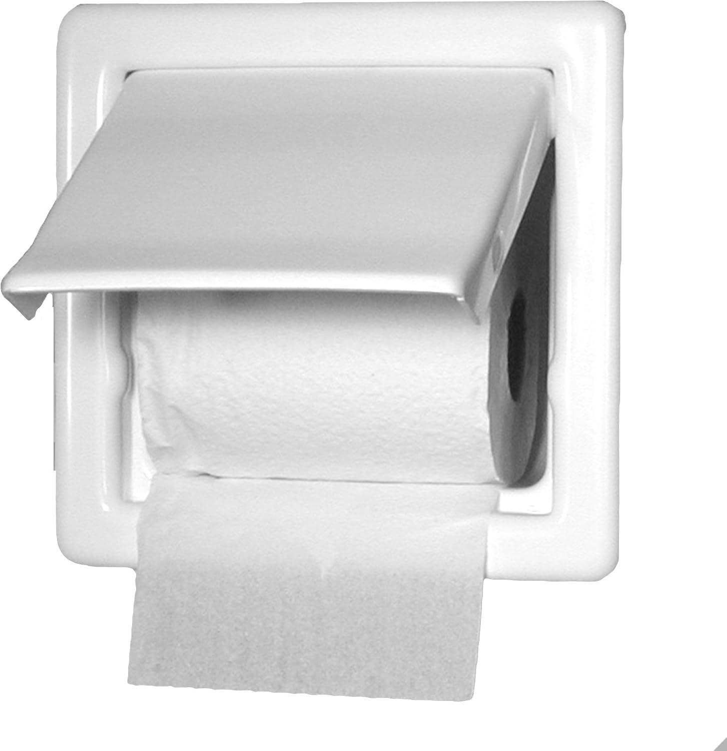 Glossy White Recessed Marine Toilet Paper Holder