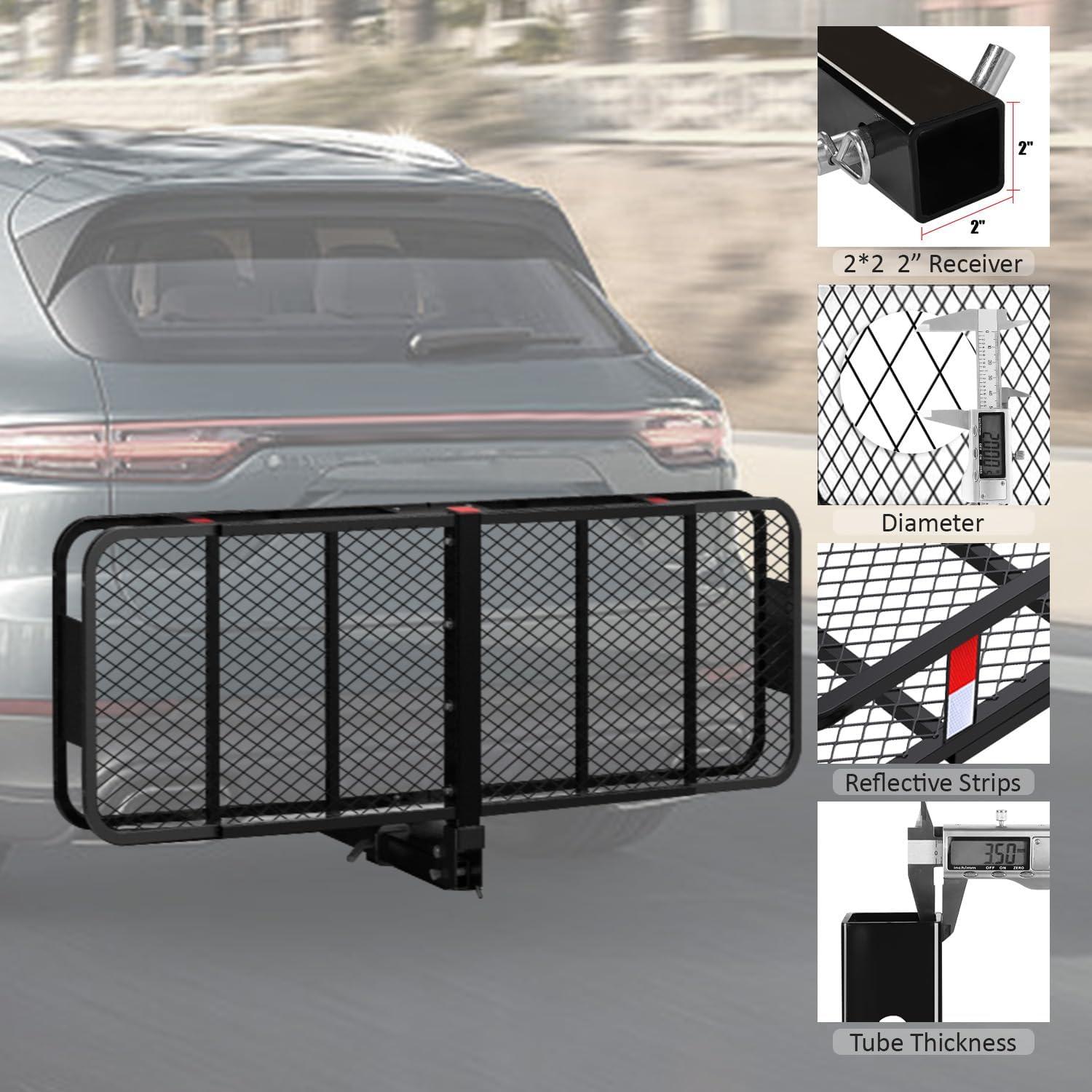 ROCKLAND Rockland 60 x 24-Inch Hitch Cargo Carrier 60-in L x 24-in W x 6-in H Steel Hitch Cargo basket