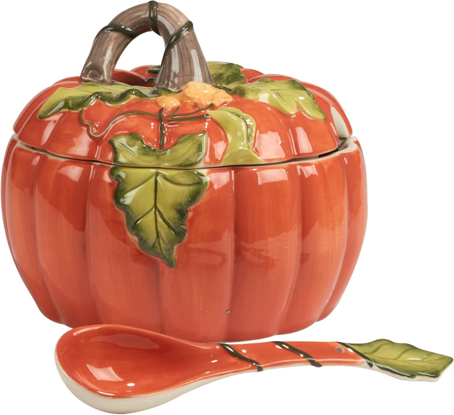 Harvest Morning Pumpkin Tureen with Ladle, 112 oz, Multicolored