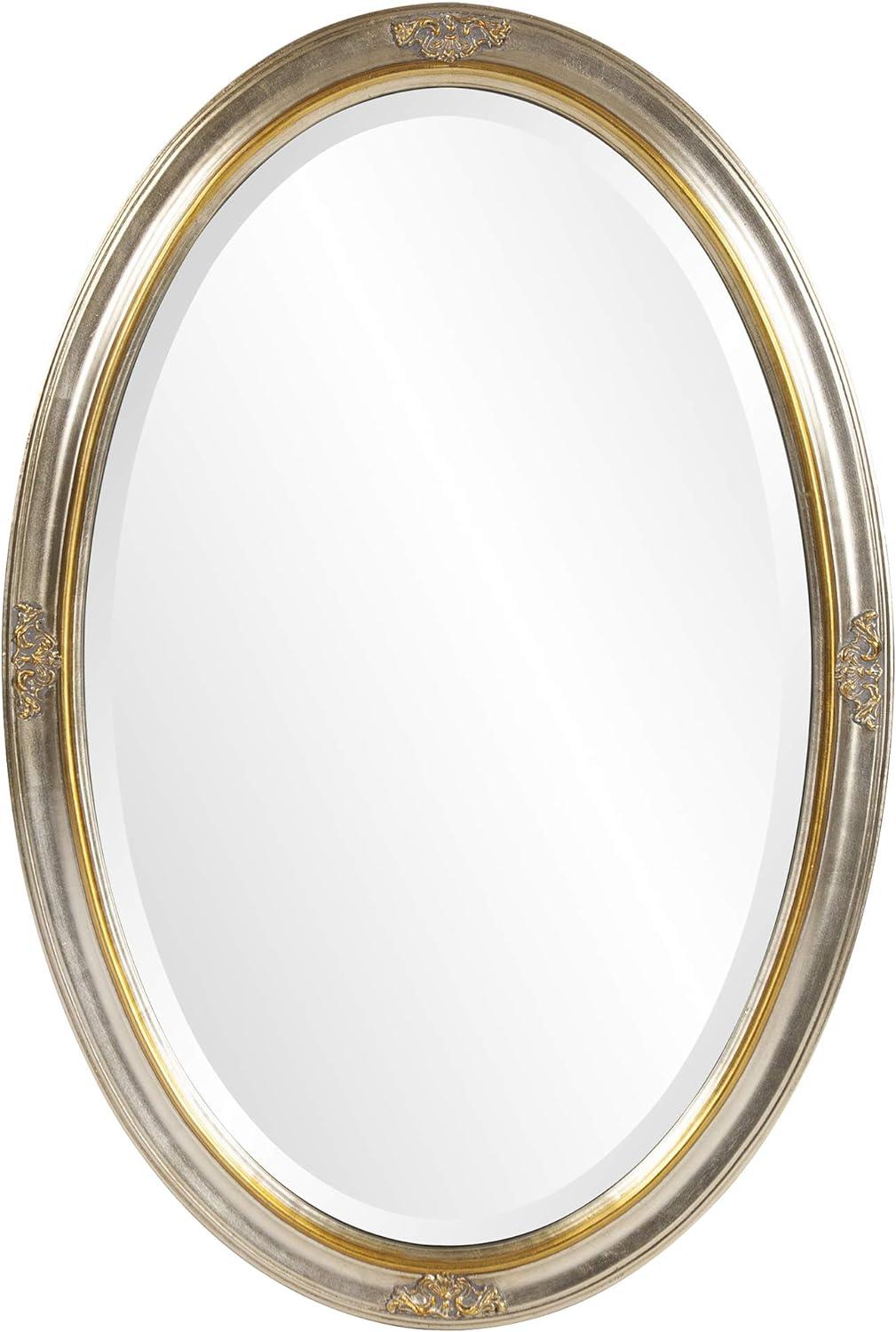 Carlton Traditional Oval Wall Mirror with Gold Leaf Inset, 18x28 Inch