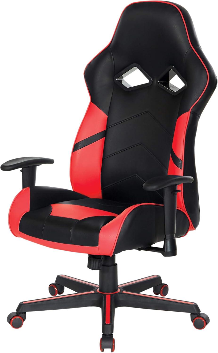 Vapor Gaming Chair in Black Faux Leather with Red Accents