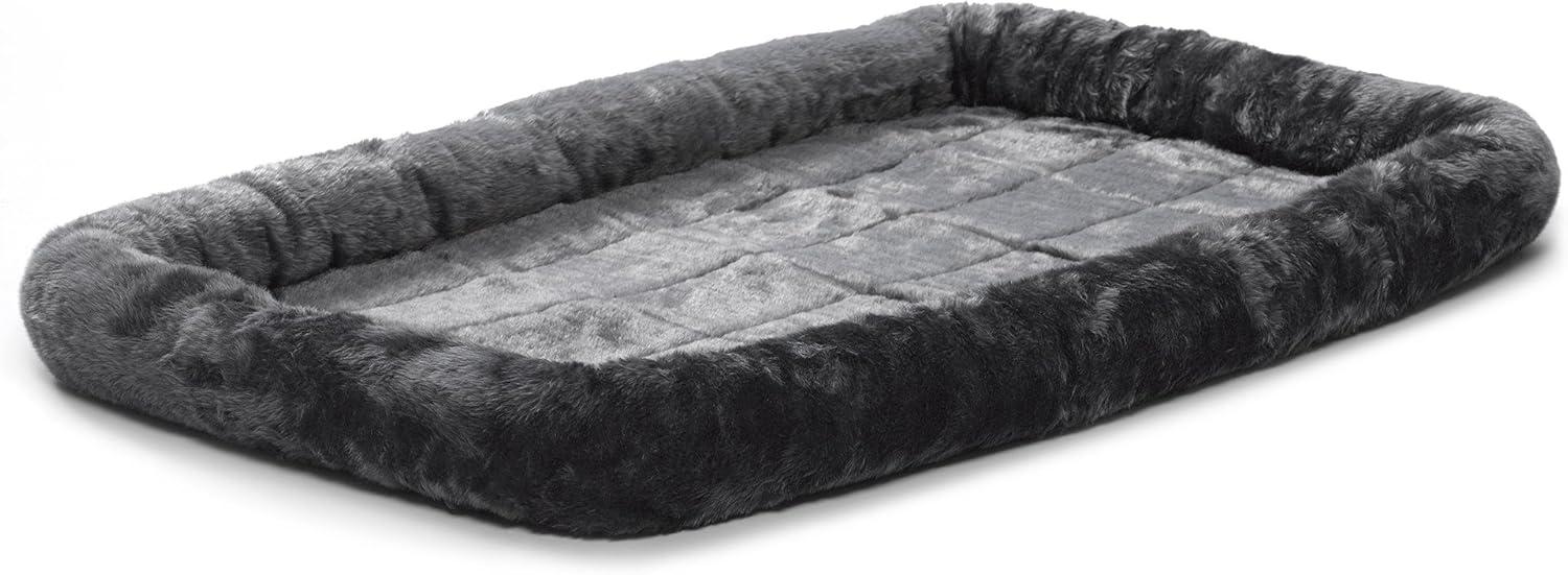 Gray Plush Bolstered Pet Bed for Small Dogs