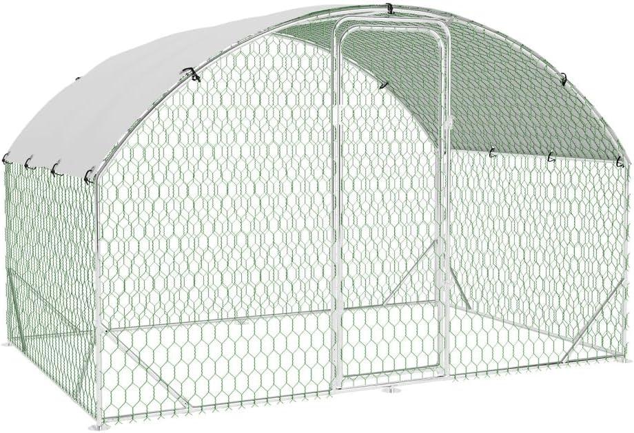 Large Metal Chicken Coop, Dome Chicken Coop with Upgrade Tri-Supporting, Chicken Run with Waterproof and Anti-UV Cover, Large Chicken Coop for Outdoor Duck Rabbit (13.1'L x 9.8'W x 6.5'H)