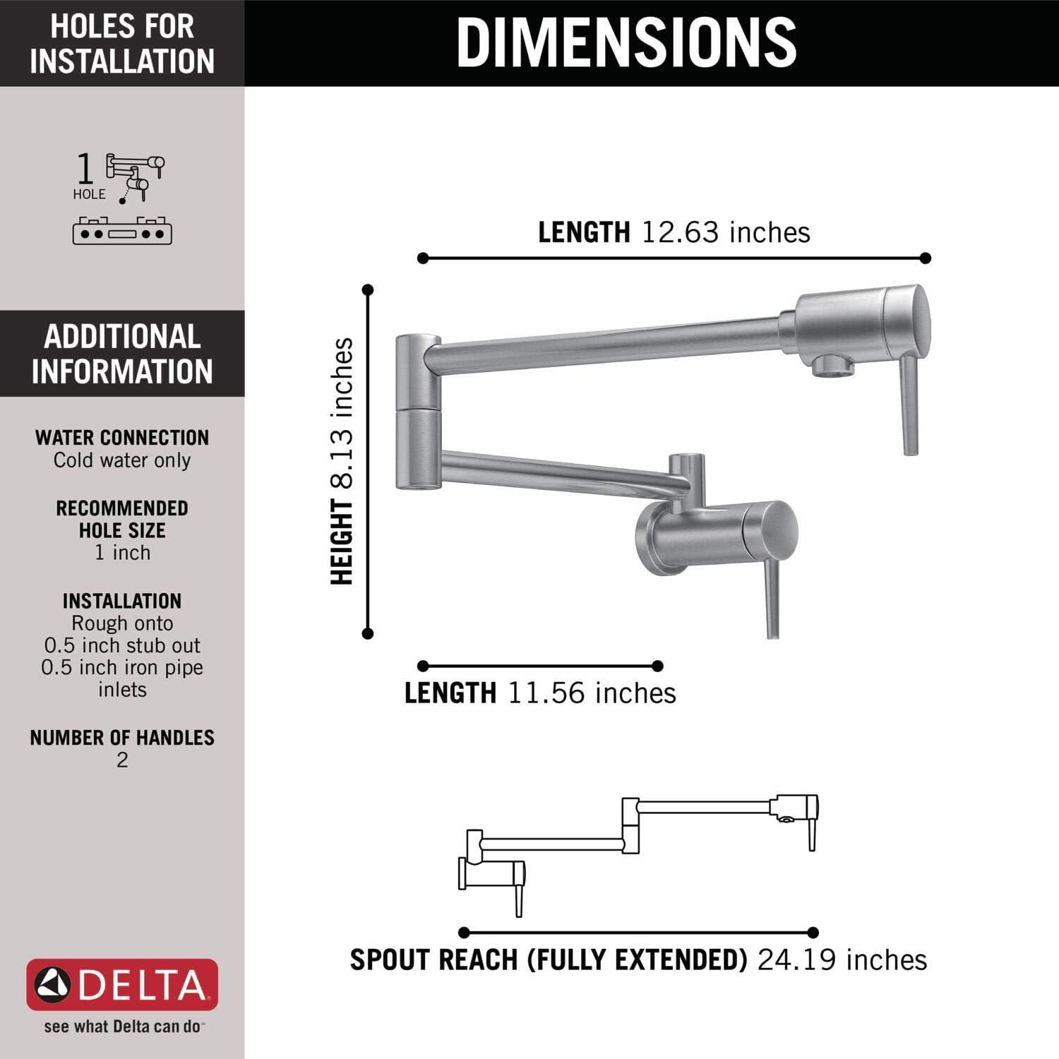 Contemporary Pot Filler Faucet, Wall Mount Pot Filler Kitchen Faucet