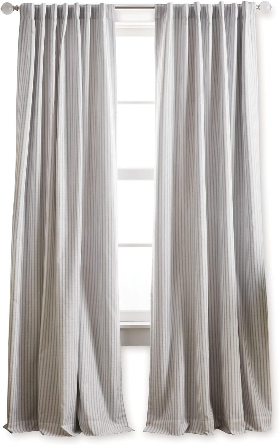 Ticking Cotton Blend Striped Blackout Rod Pocket Curtain Panels