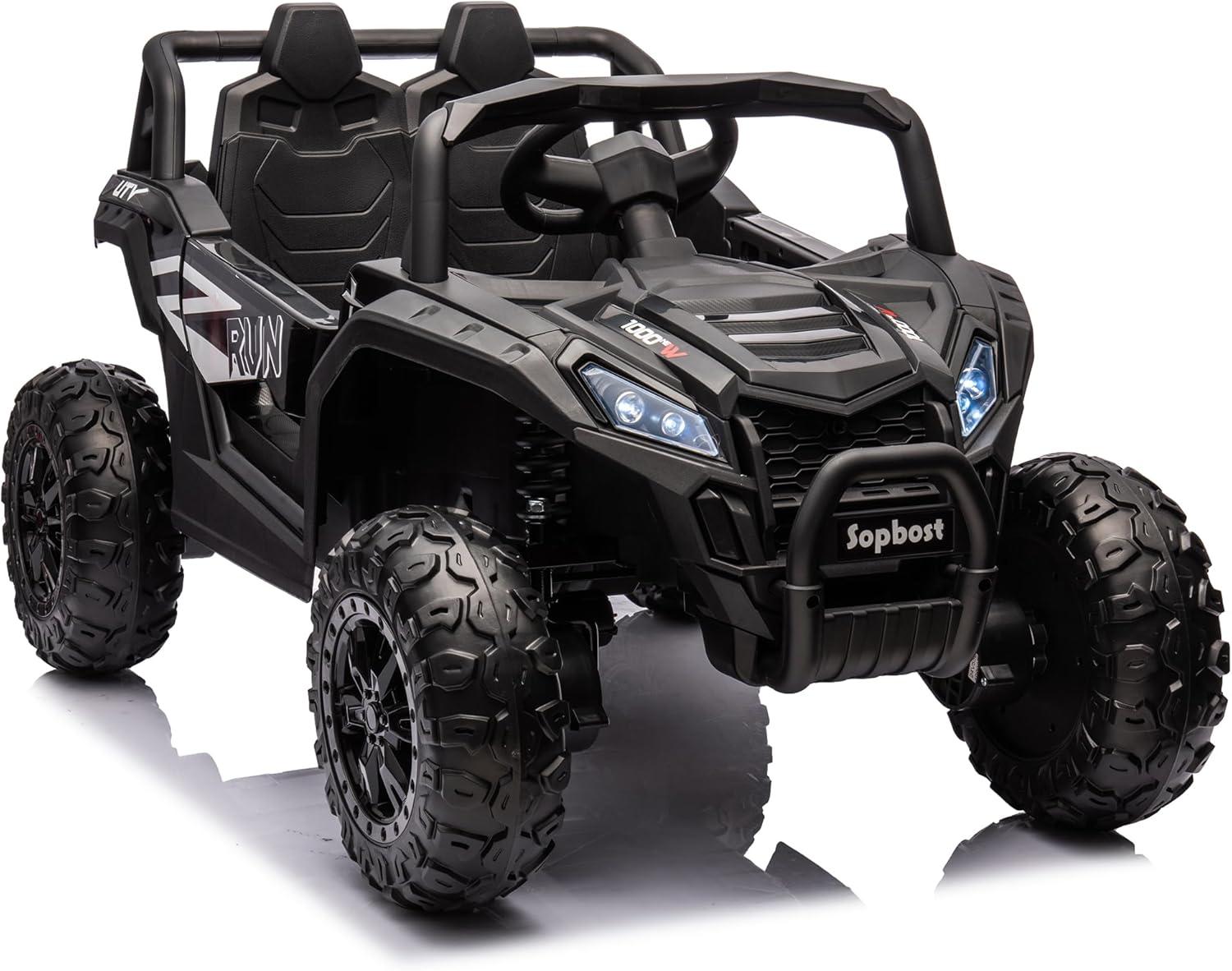 Black 24V 4WD Kids UTV with EVA Tires and Remote Control