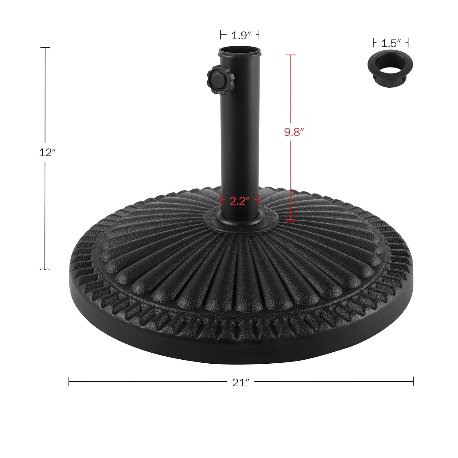 Pure Garden 39lb Round Outdoor Patio Umbrella Base Black: Resin & Cement, No Assembly, UV-Resistant