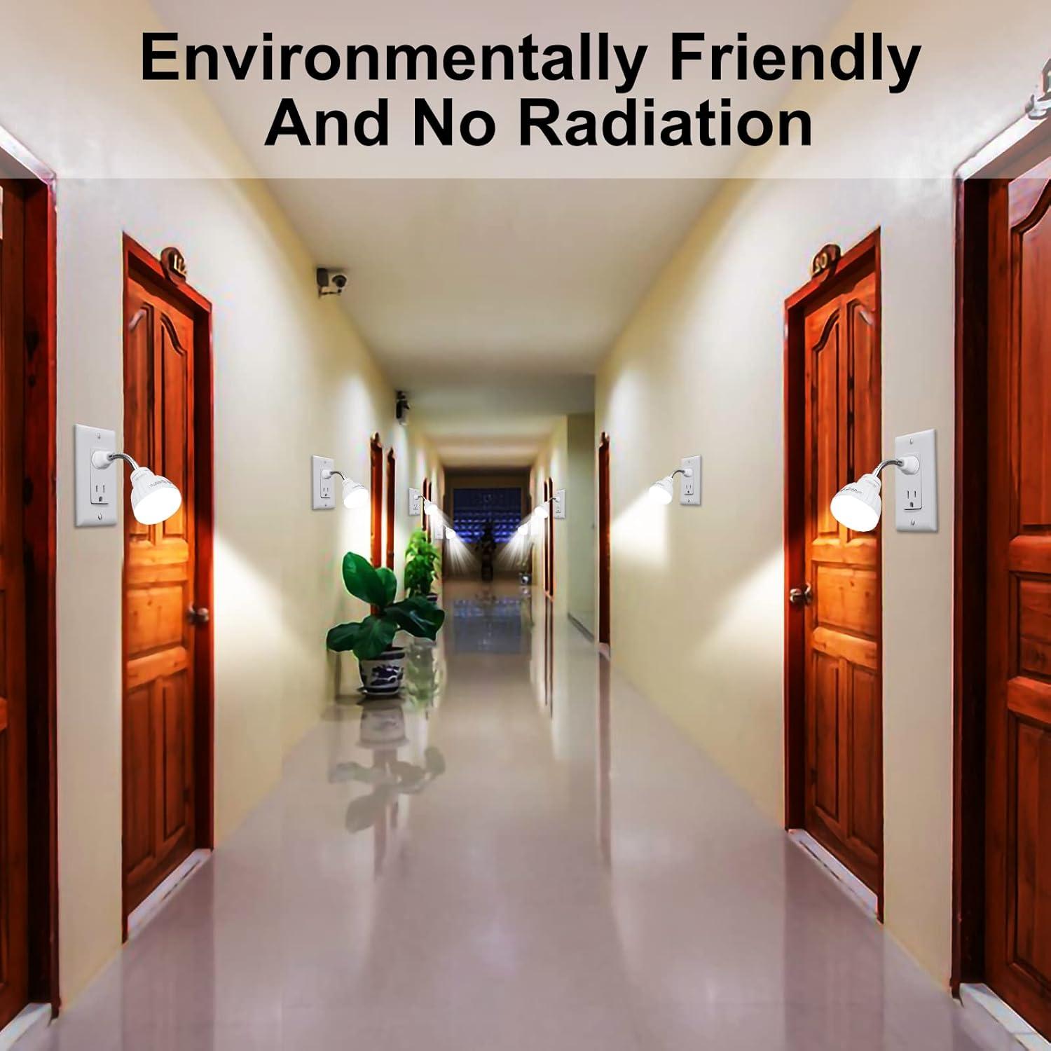 Plug in Motion Sensor Night Light Indoor, PIR Infrared Motion-Activated LED Night Light for AC Outlet,Dusk to Dawn Sensor Smartlight,360° Directional Rotating for Garage Stairway, 5W White