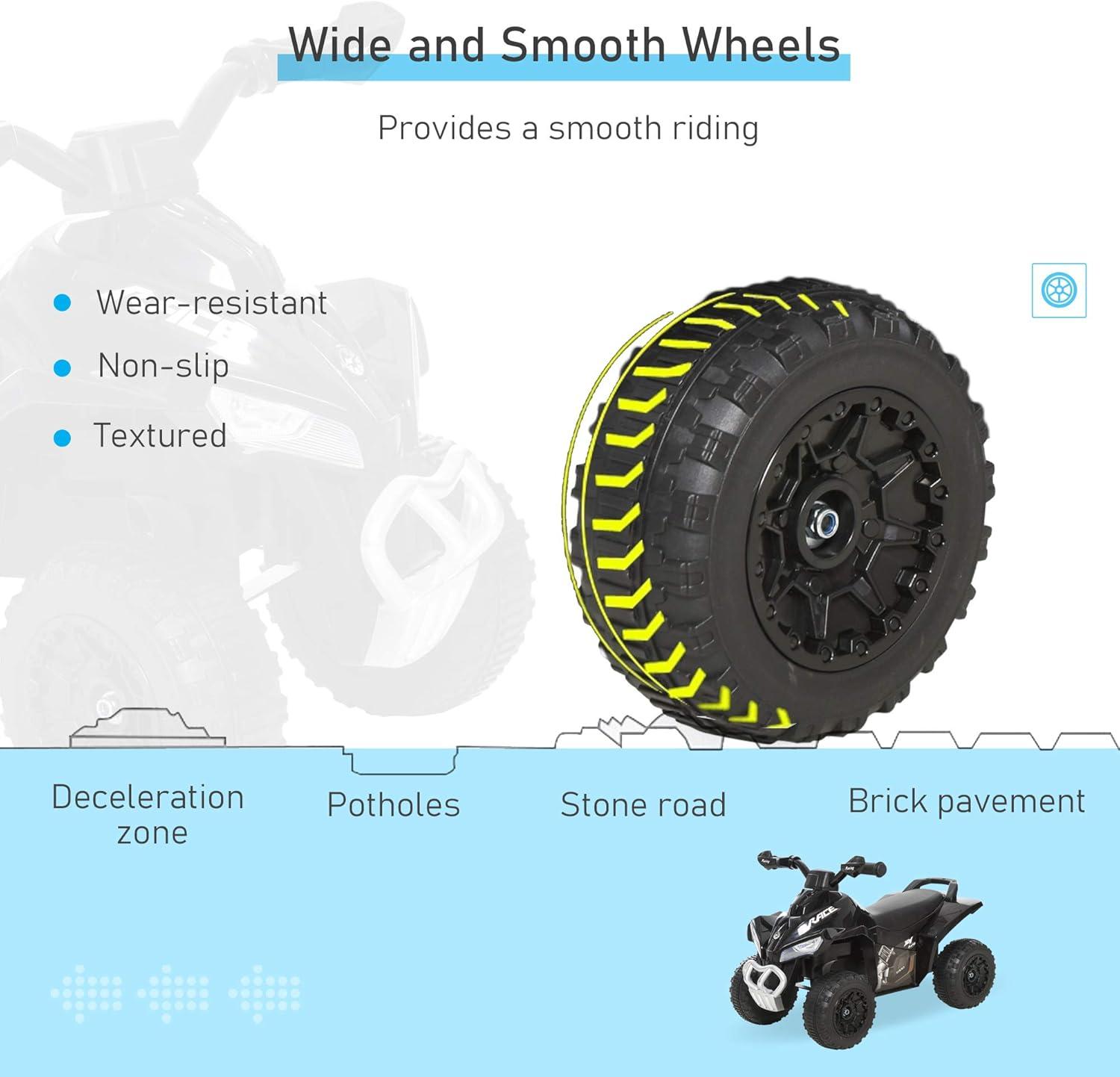 Aosom NO Power Ride on Push Car for Kids 4 Wheels Foot-to-Floor Sliding Walking ATV Toy with Music and Light for 18-36 Months, Black