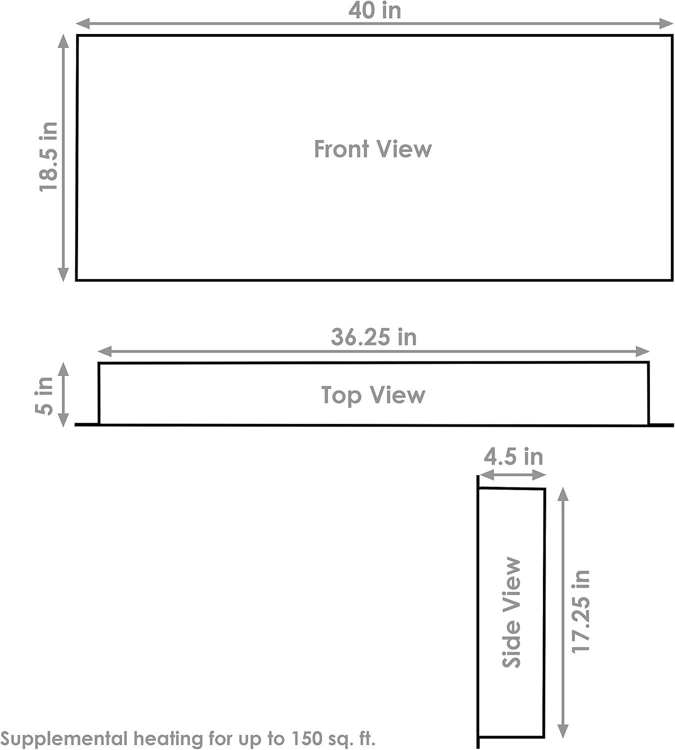 Sunnydaze 40-in Modern Flame Wall-Mounted or Recessed Indoor Electric Fireplace with LED Lights - Black Finish
